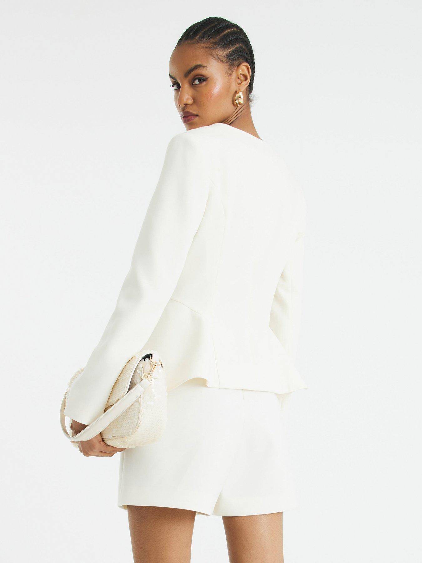  image of river-island-peplum-button-front-blazer-cream