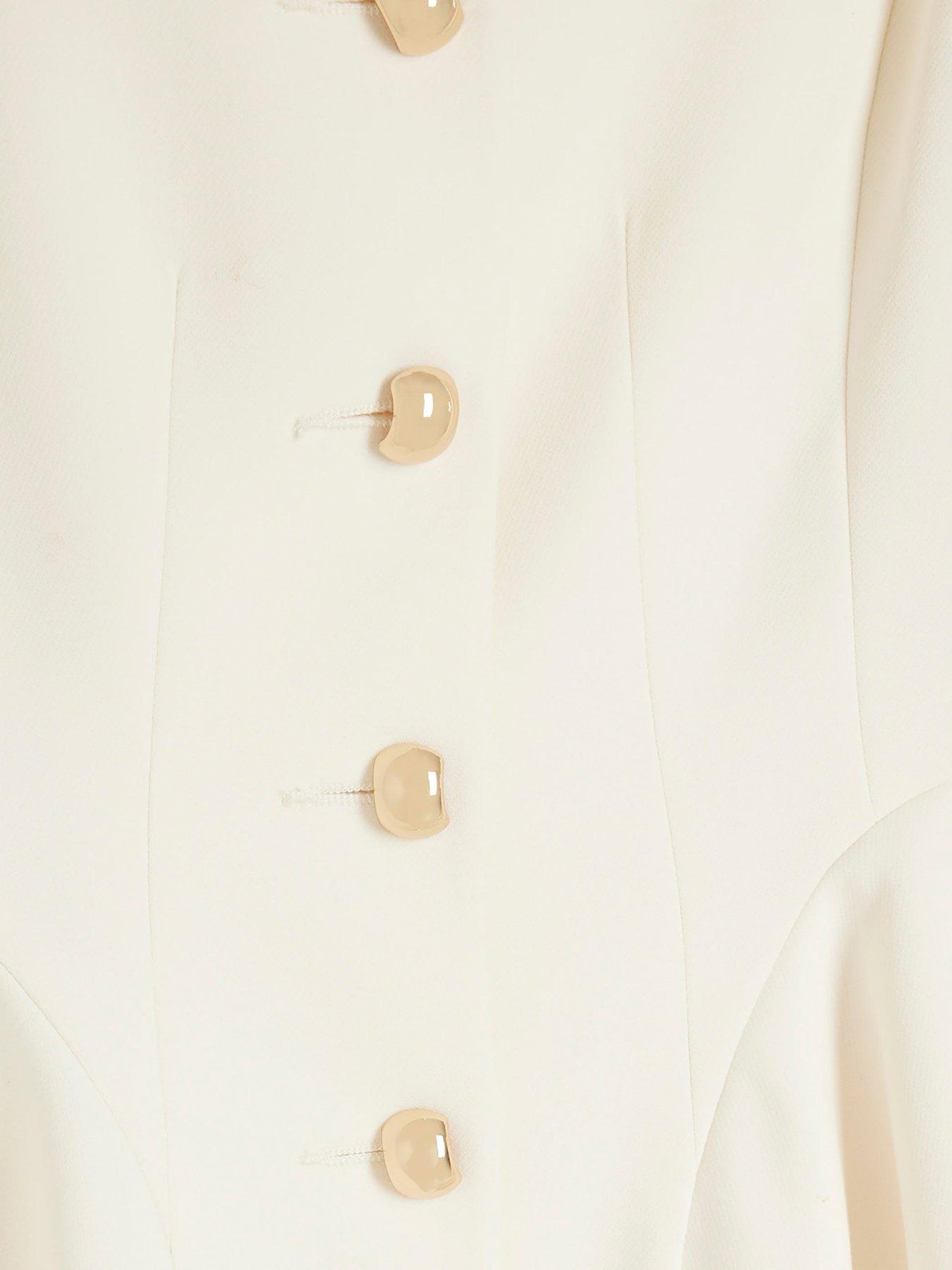  image of river-island-peplum-button-front-blazer-cream