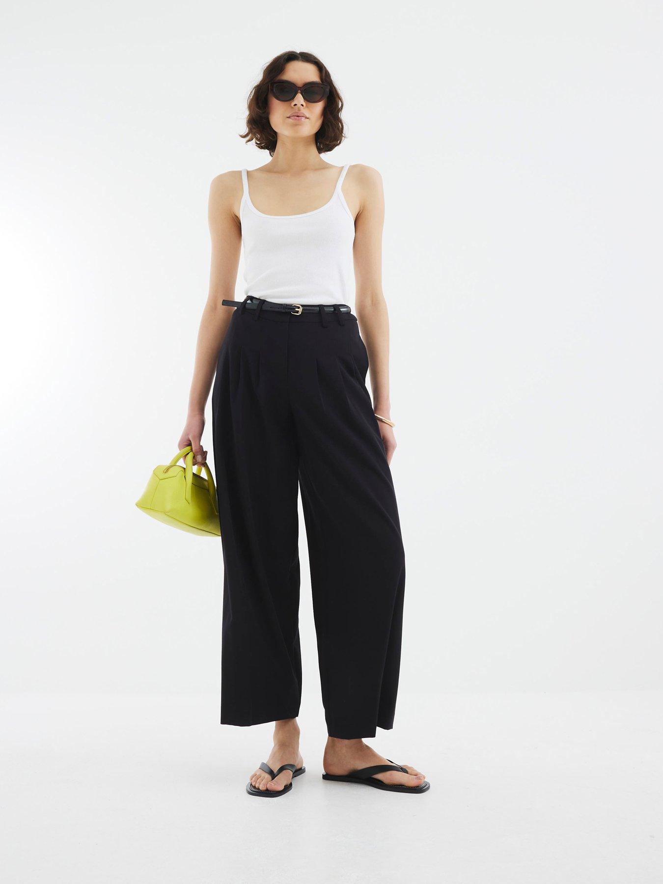  image of river-island-belted-wide-leg-trouser-black-black