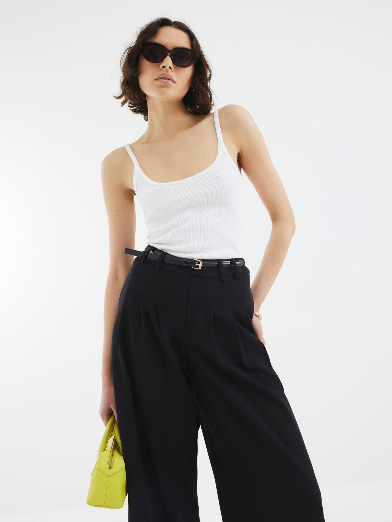 image of river-island-belted-wide-leg-trouser-black-black