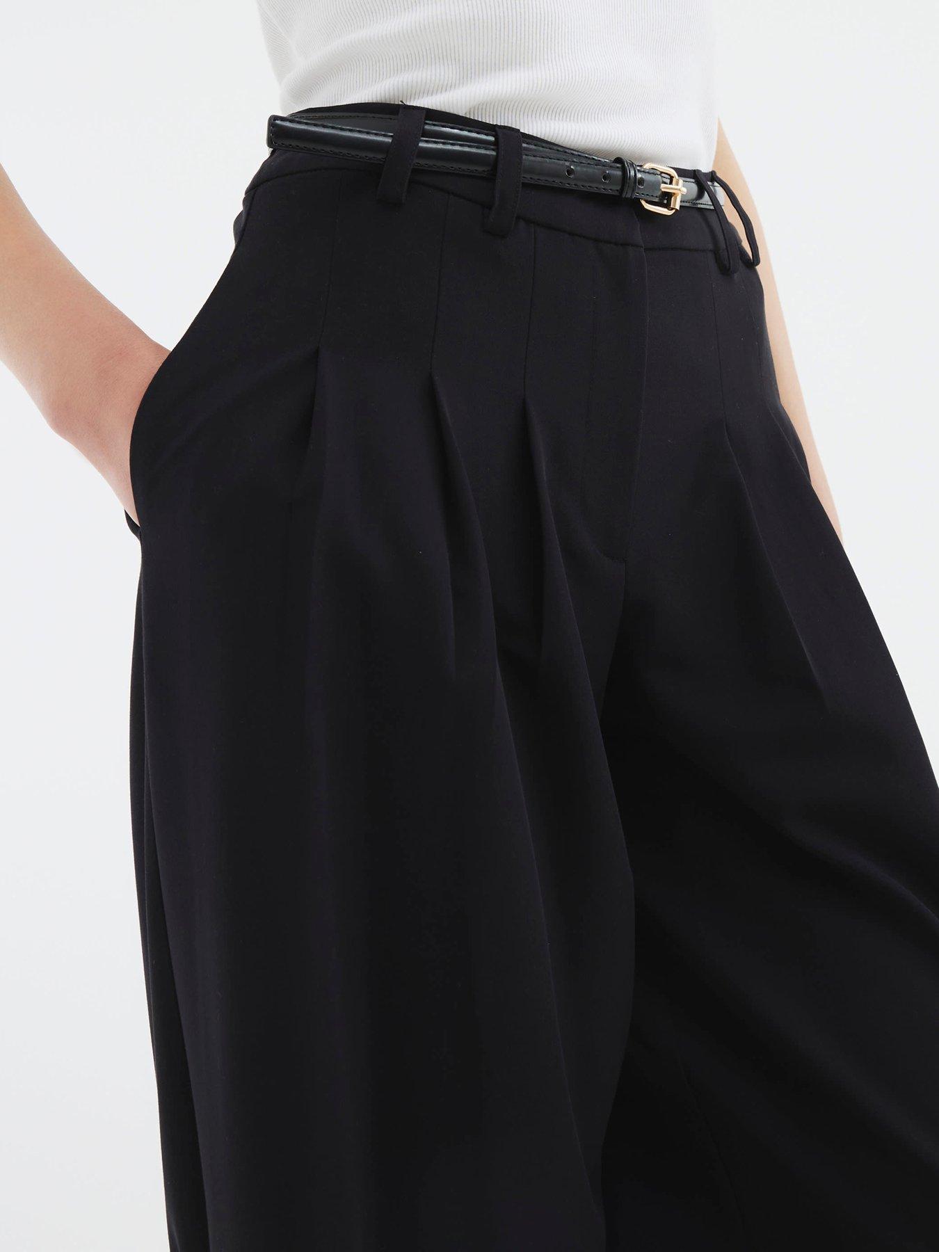  image of river-island-belted-wide-leg-trouser-black-black