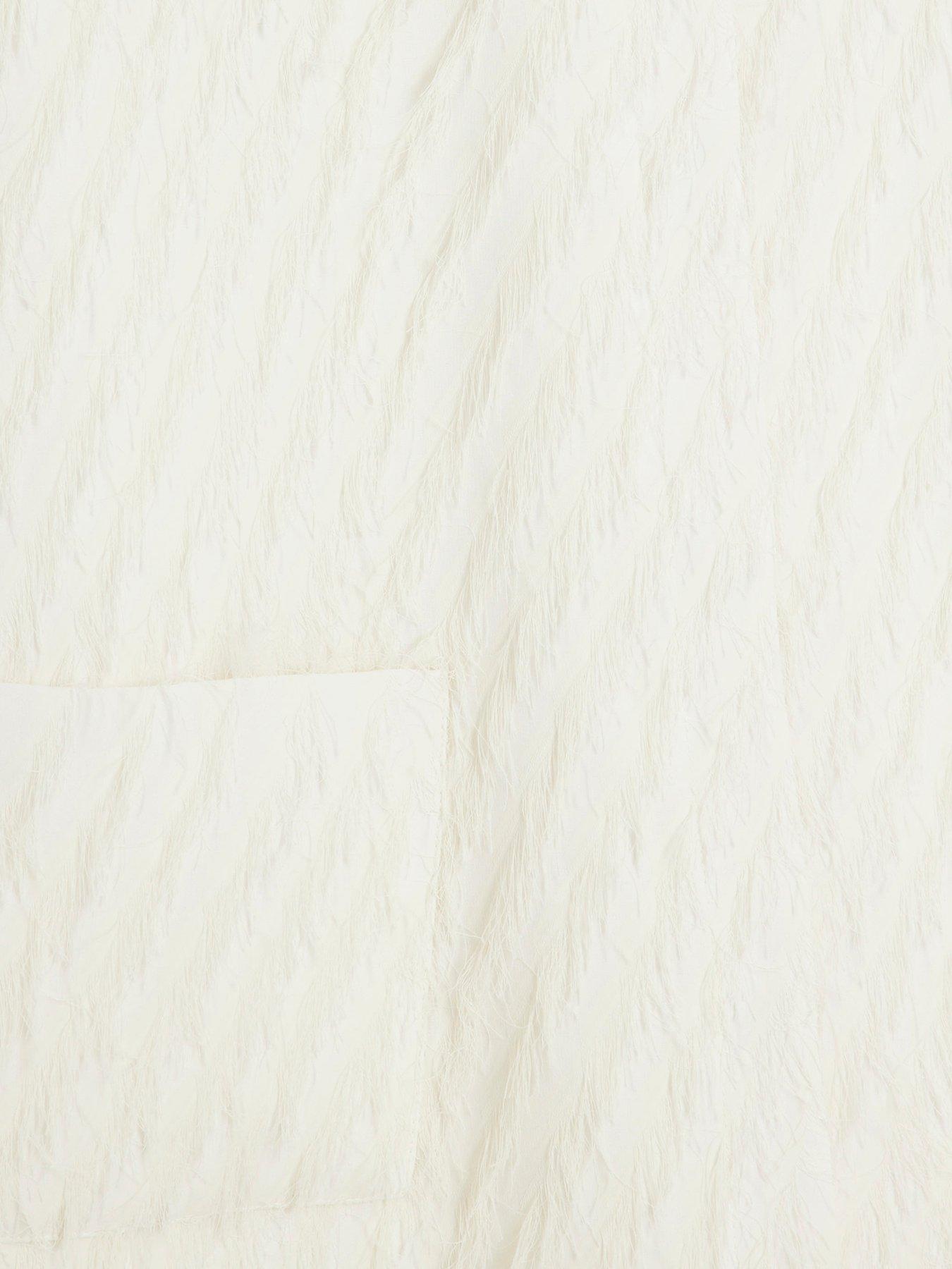  image of river-island-feather-fringe-coat-cream