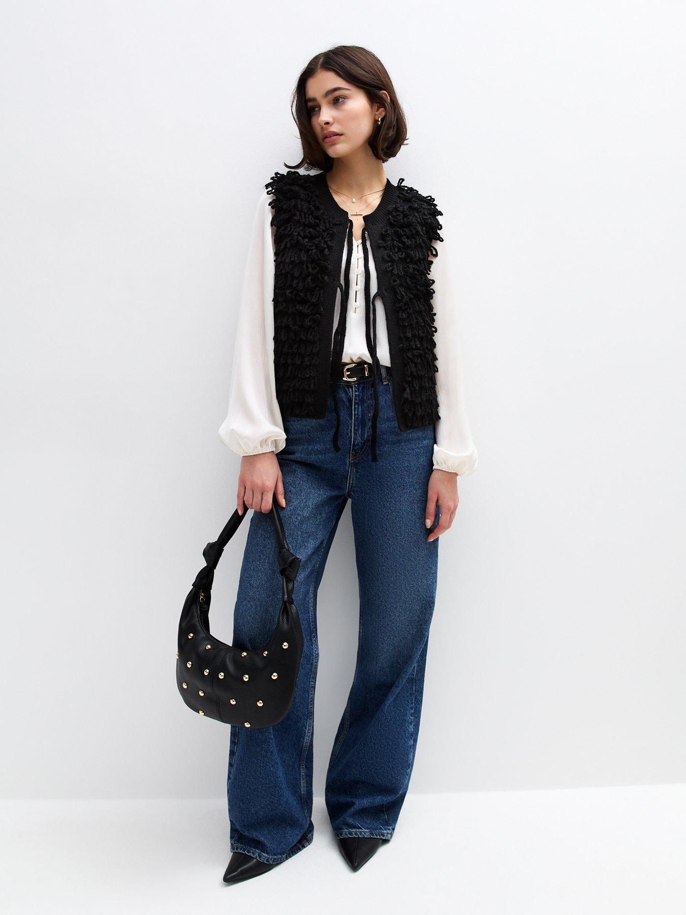  image of new-look-loop-knit-waistcoat-black