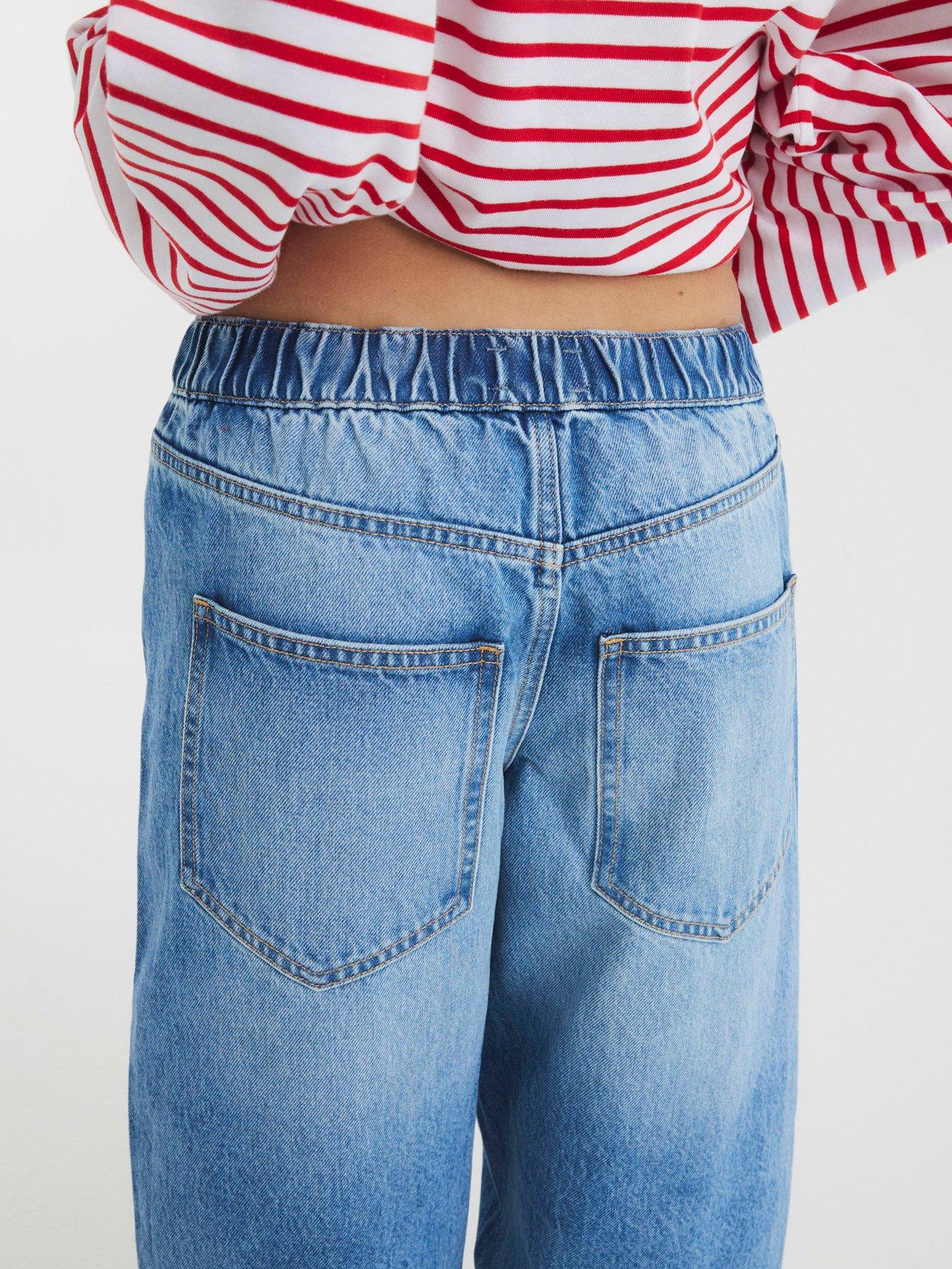  image of ri-petite-petite-elasticated-barrel-jean-medium-denim