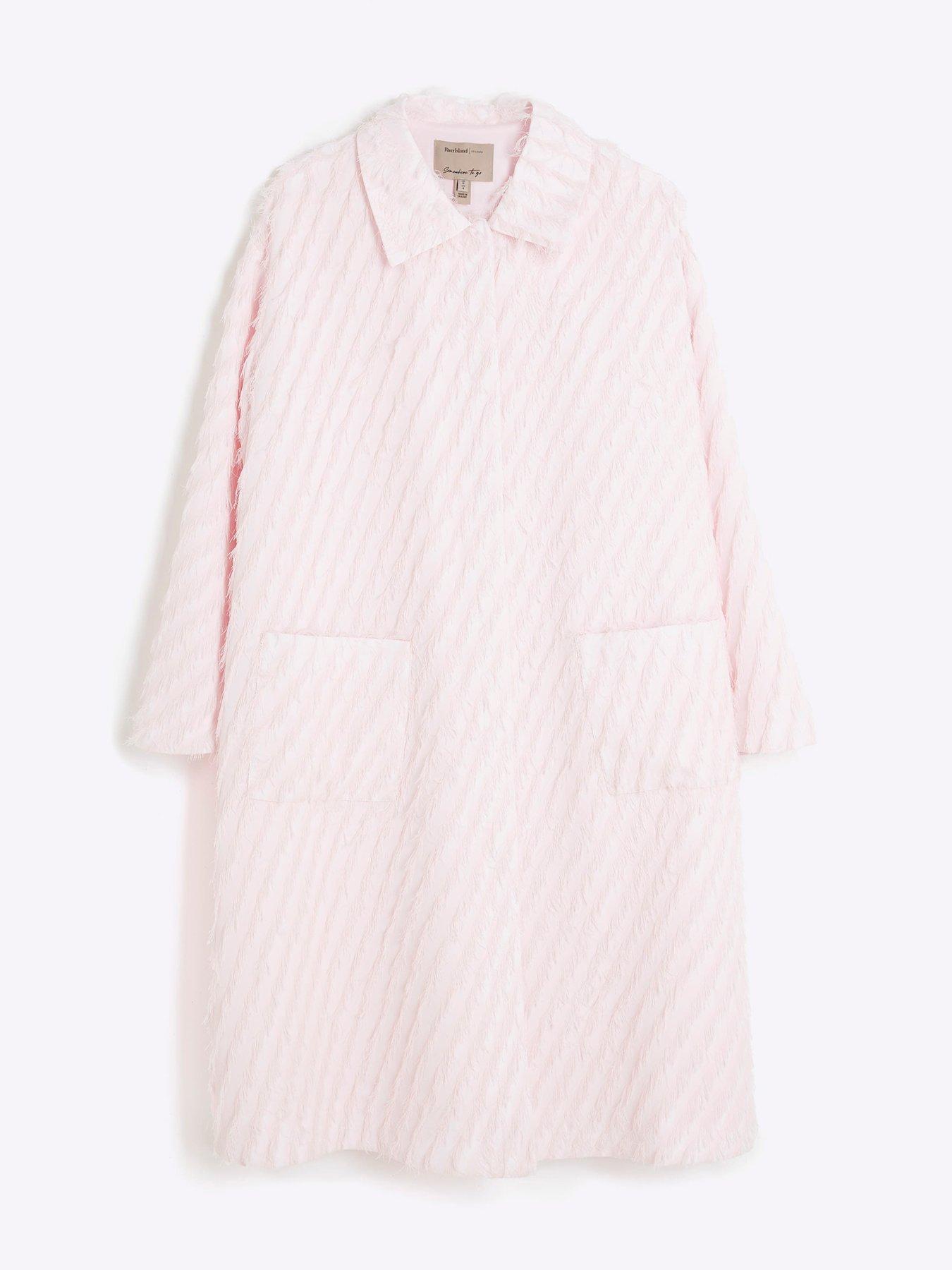  image of river-island-feather-fringe-midi-coat-pink