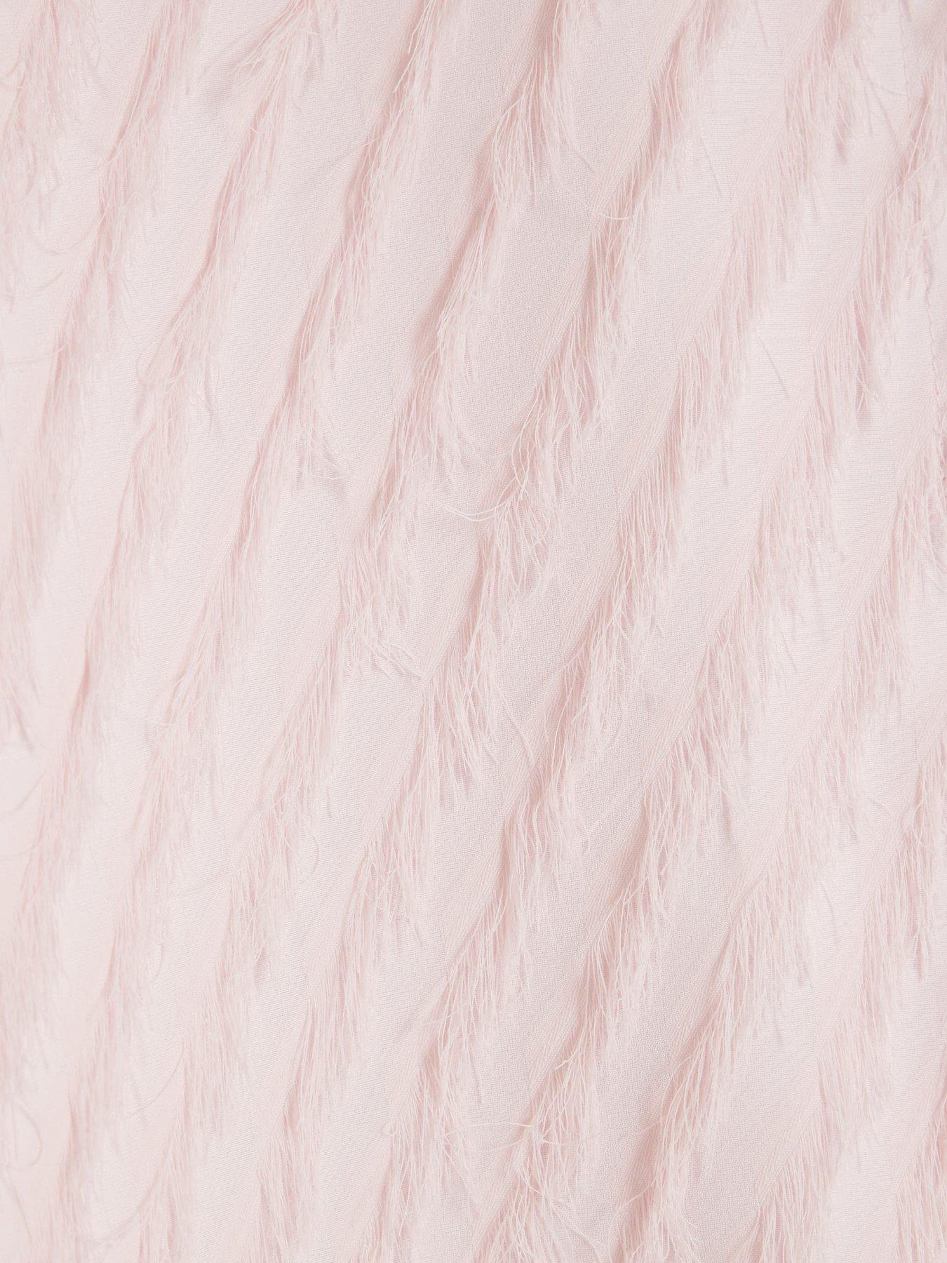  image of river-island-feather-fringe-midi-coat-pink
