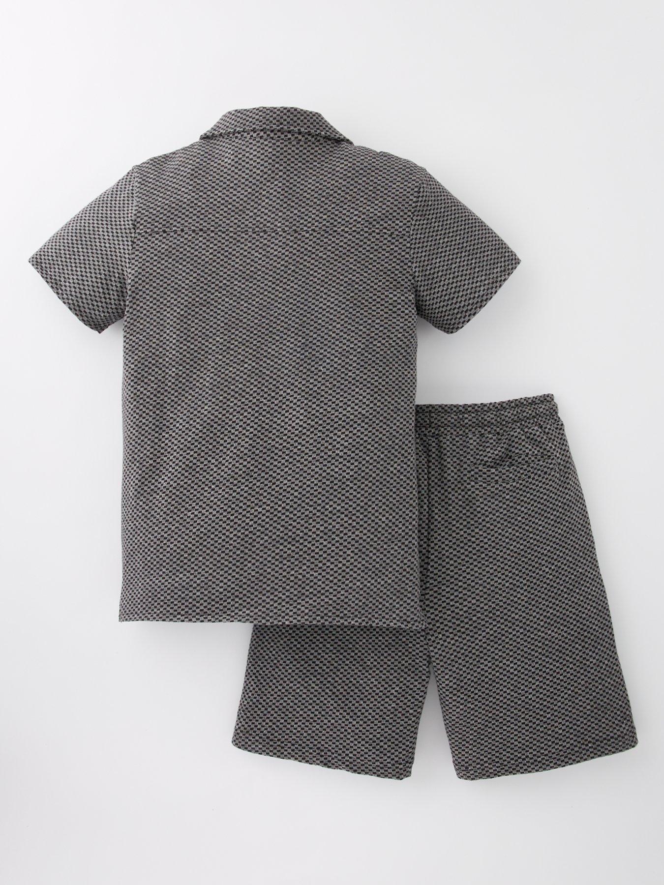  image of v-by-very-boys-jacquard-shirt-and-short-set-multi