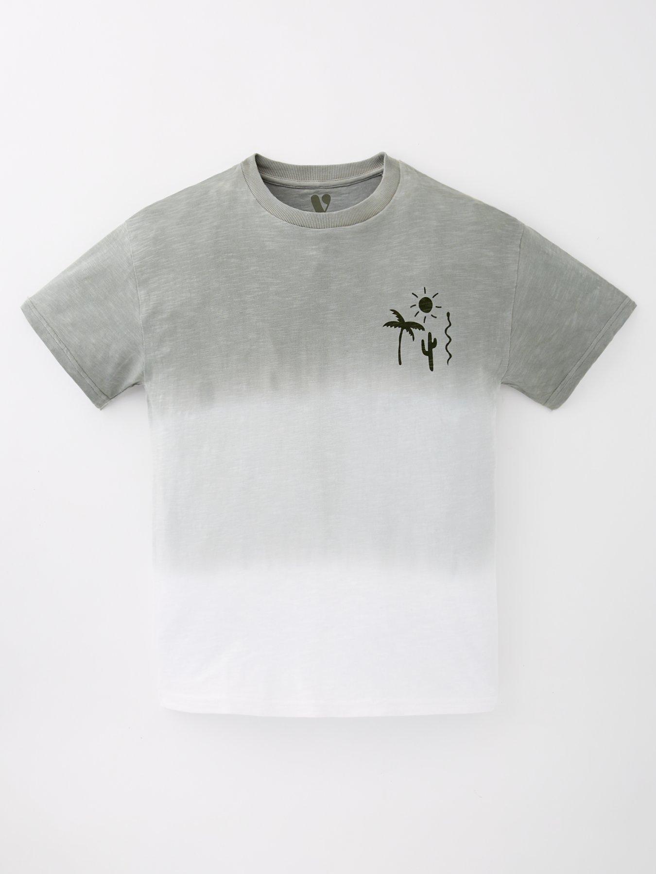 front image of v-by-very-boys-ombre-t-shirt-with-back-print-green