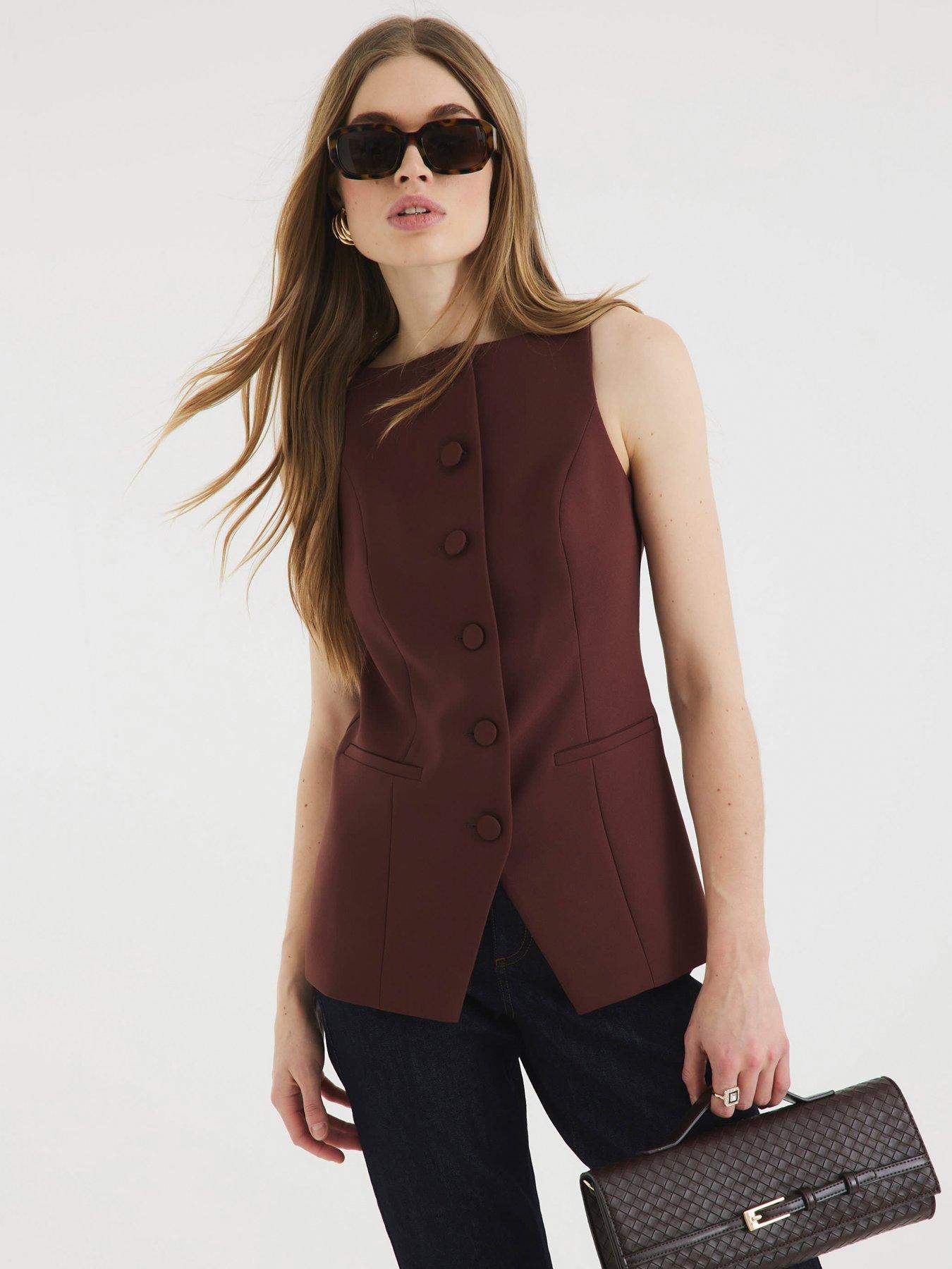 river-island-square-neck-strappy-waistcoat-dark-brown