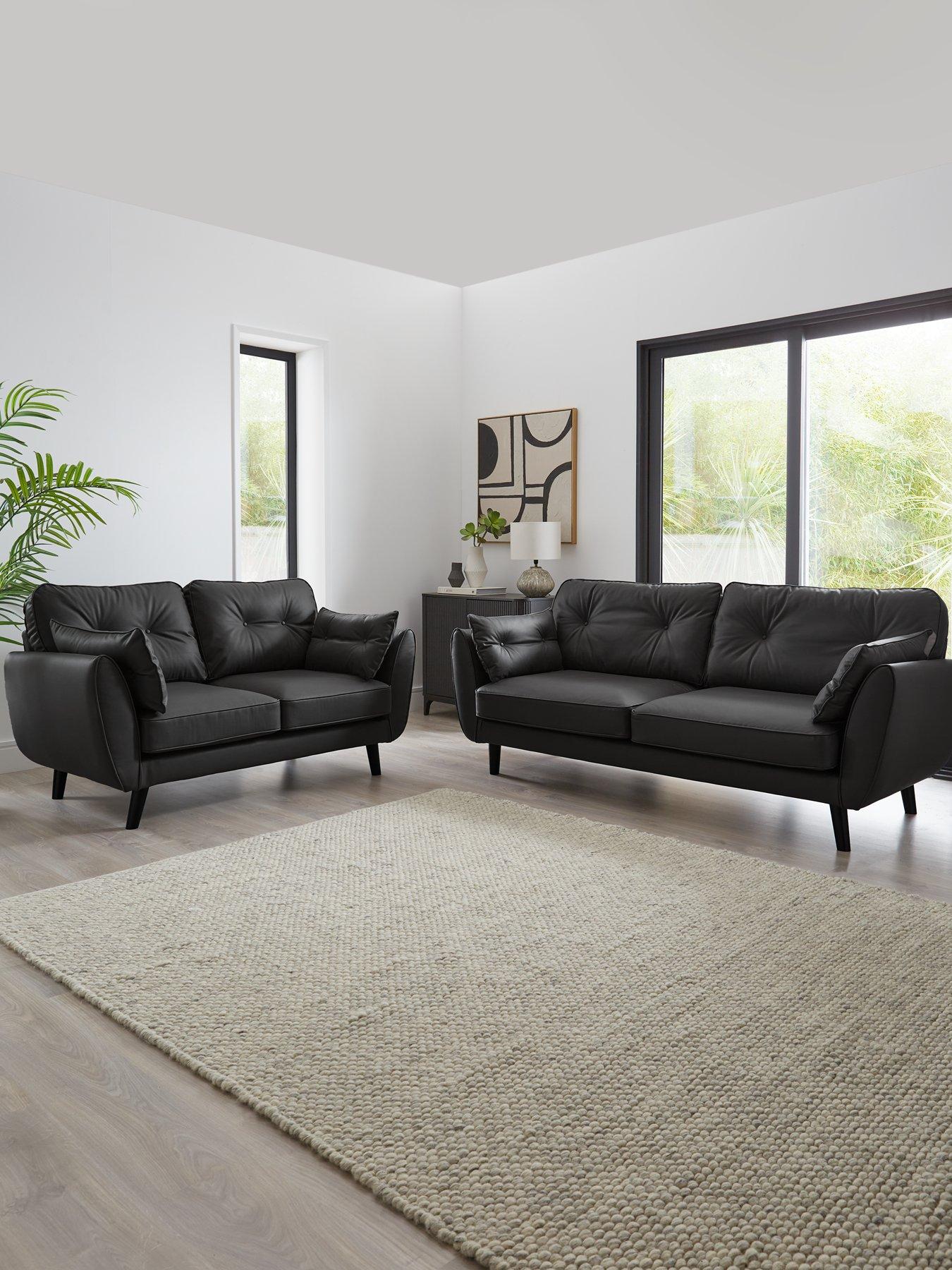 Very Home Paulo 3 + 2 Seater Faux Leather Sofa Set (Buy  &  SAVE!)  - FSC® Certified