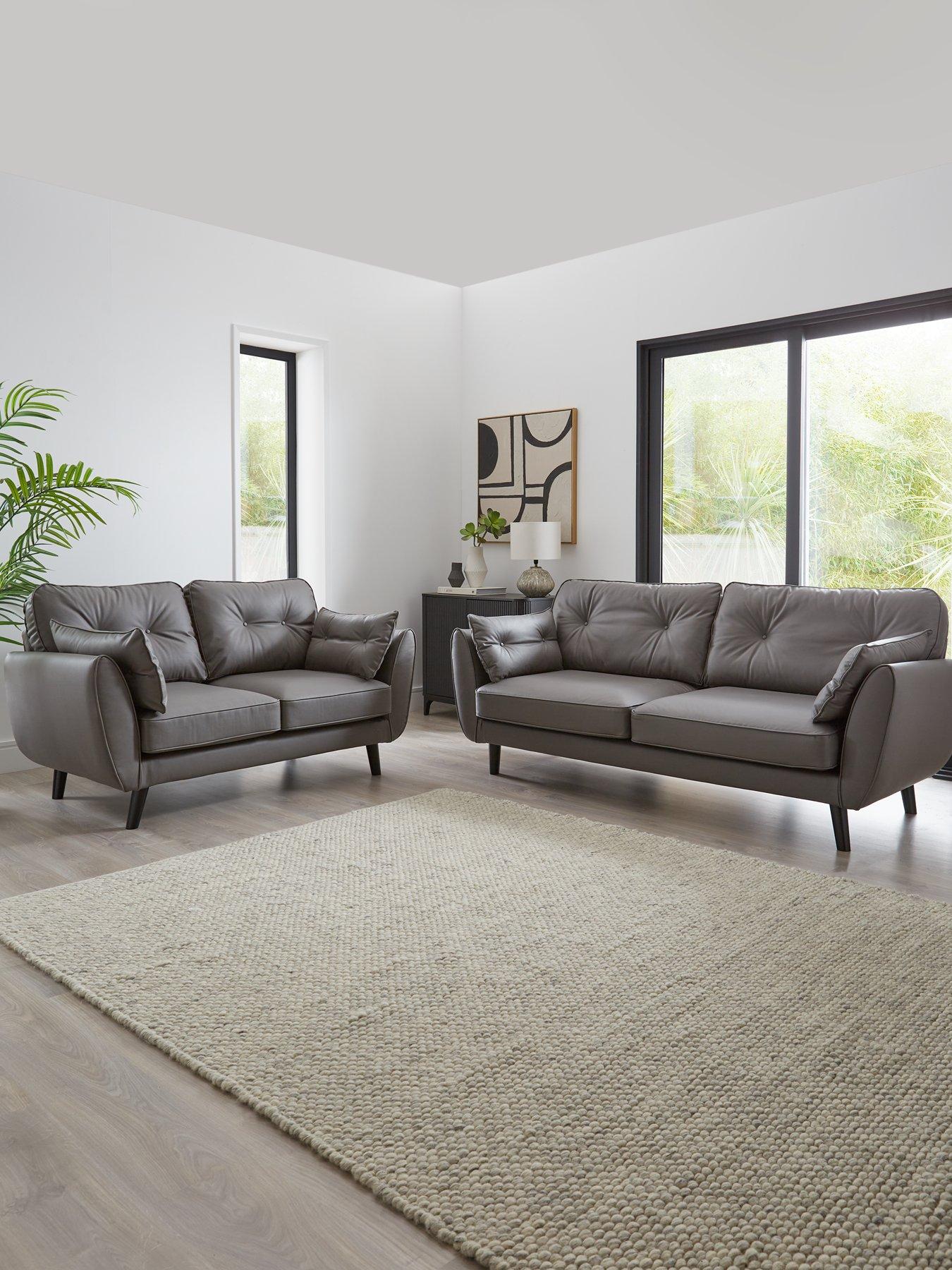 Very Home Paulo 3 + 2 Seater Faux Leather Sofa Set (Buy  &  SAVE!)  - FSC® Certified