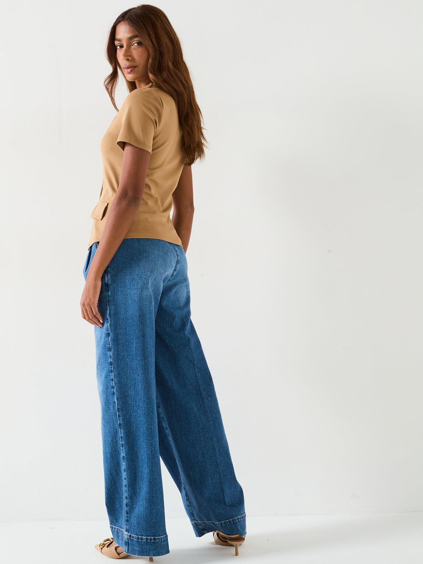  image of v-by-very-square-neck-button-up-top-neutral
