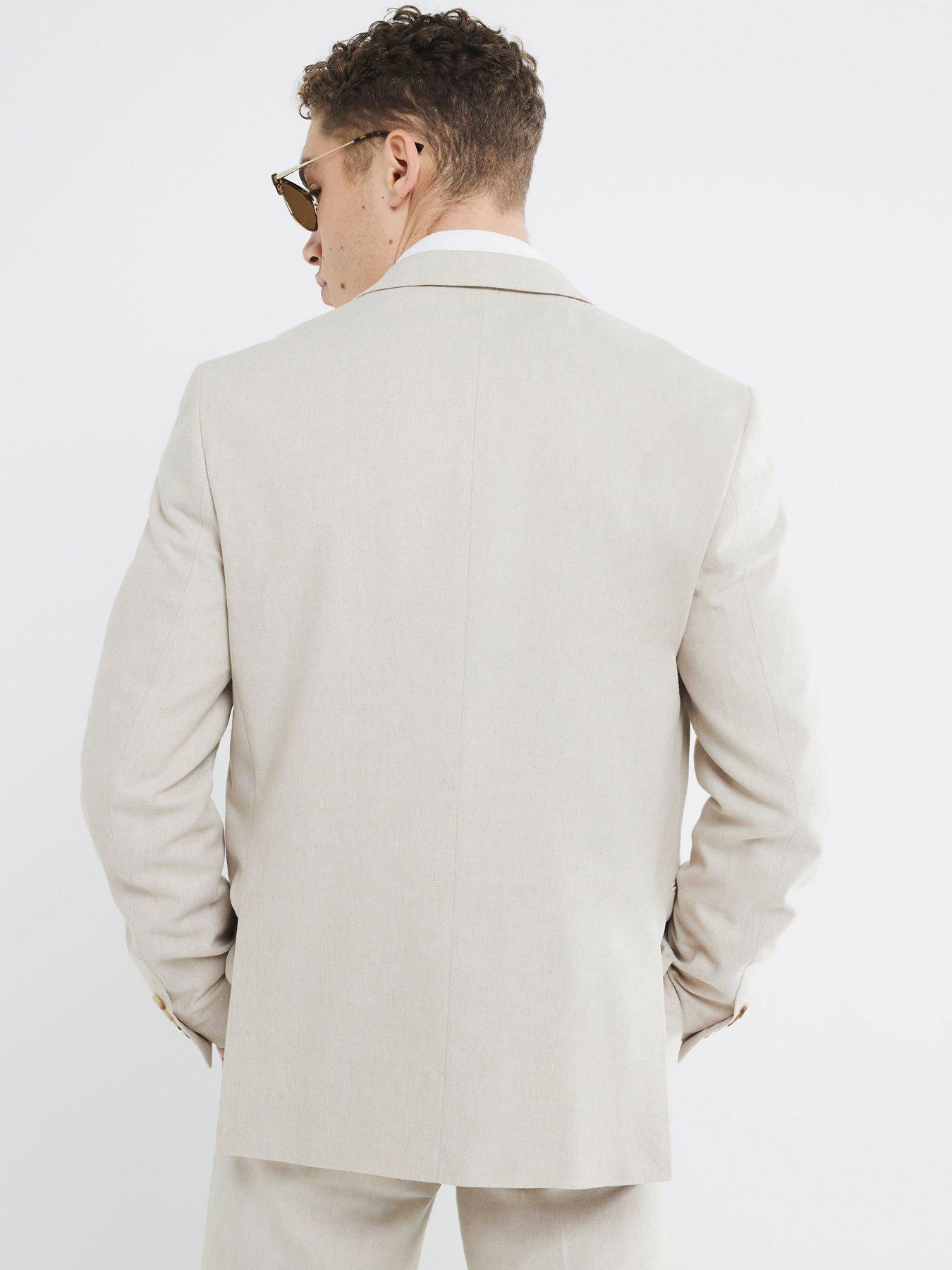  image of river-island-linen-suit-jacket-ecru