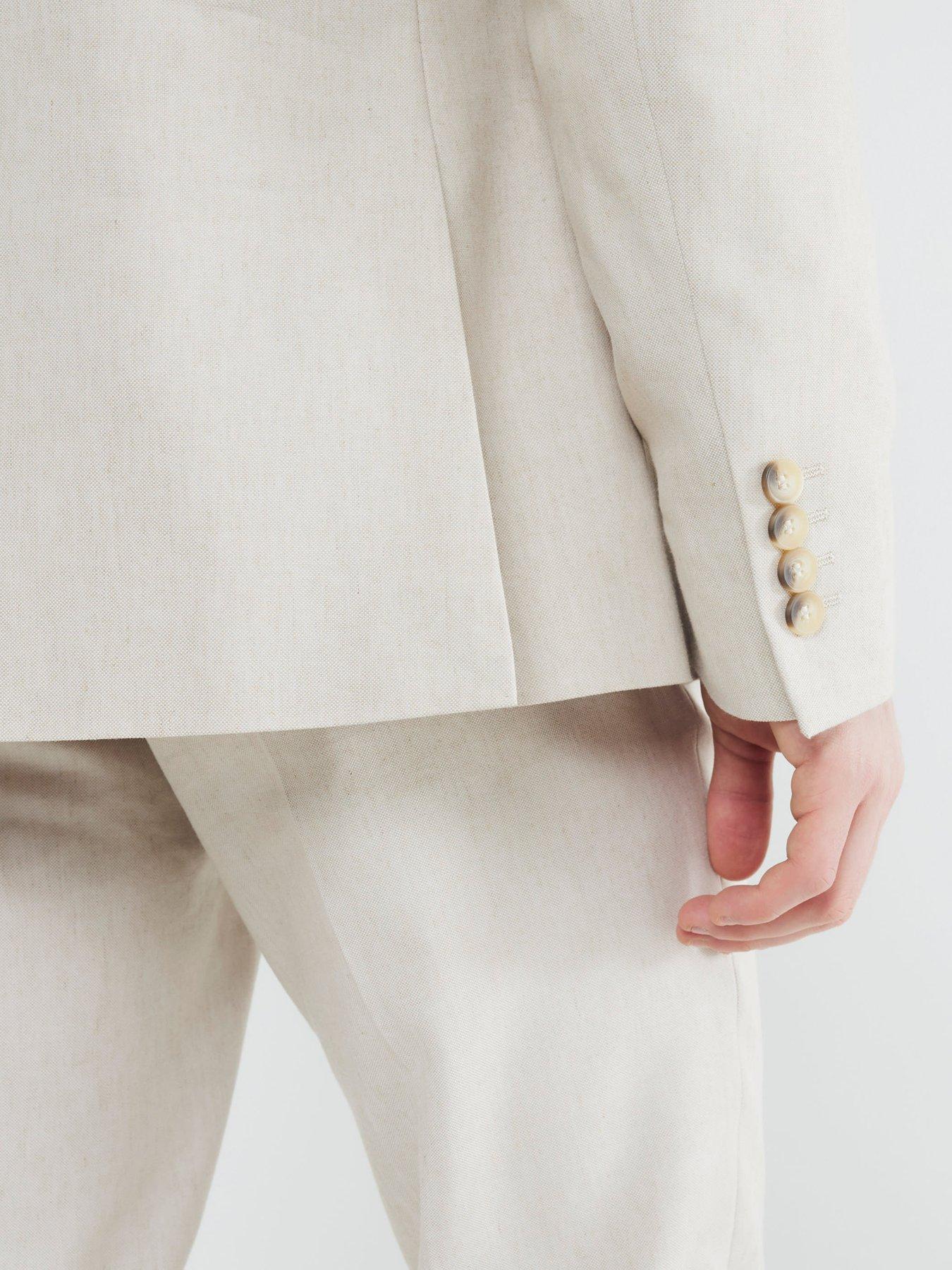  image of river-island-linen-suit-jacket-ecru