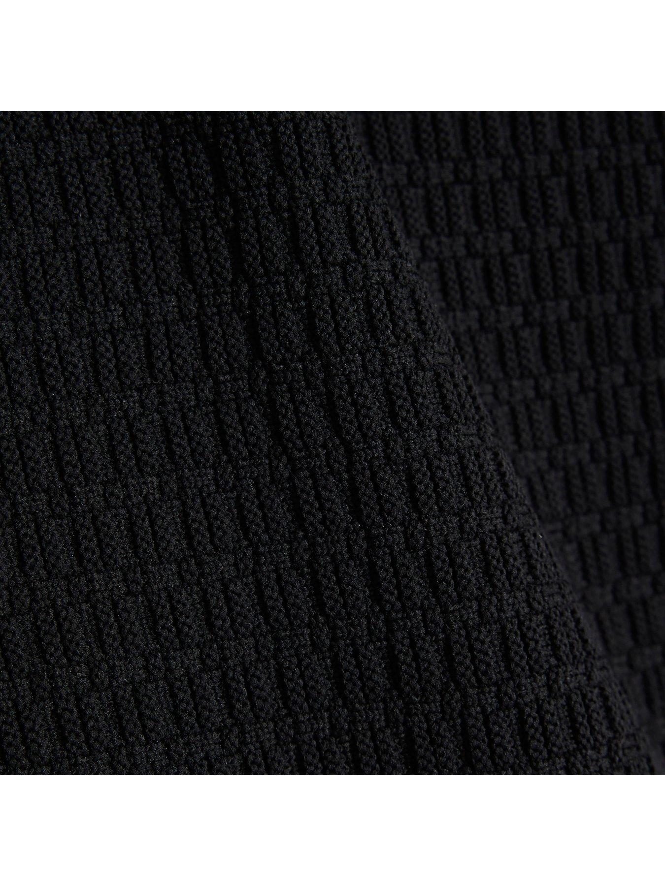  image of river-island-muscle-fit-textured-knitted-polo-shirt-black