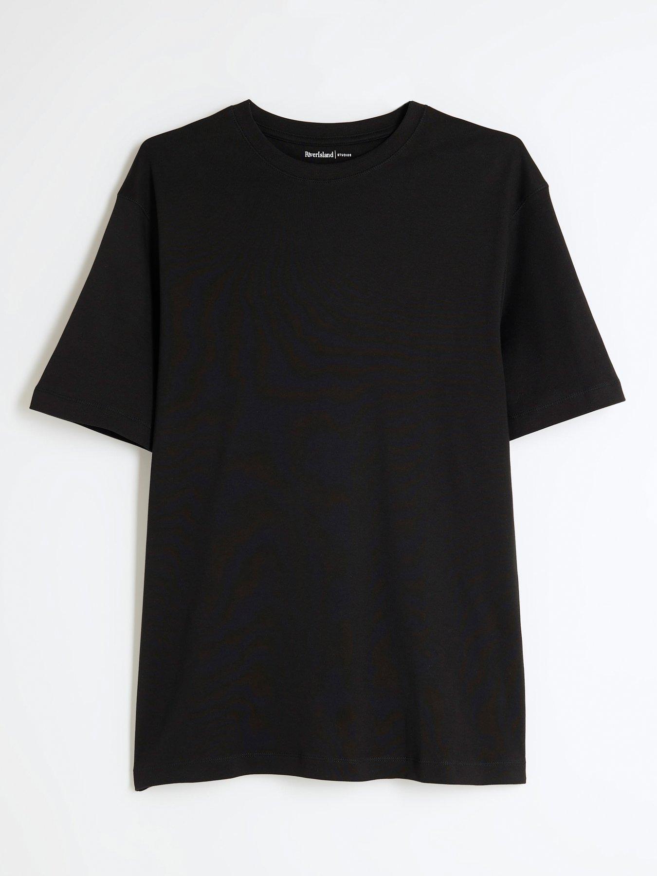  image of river-island-essentials-slim-fit-t-shirt-black