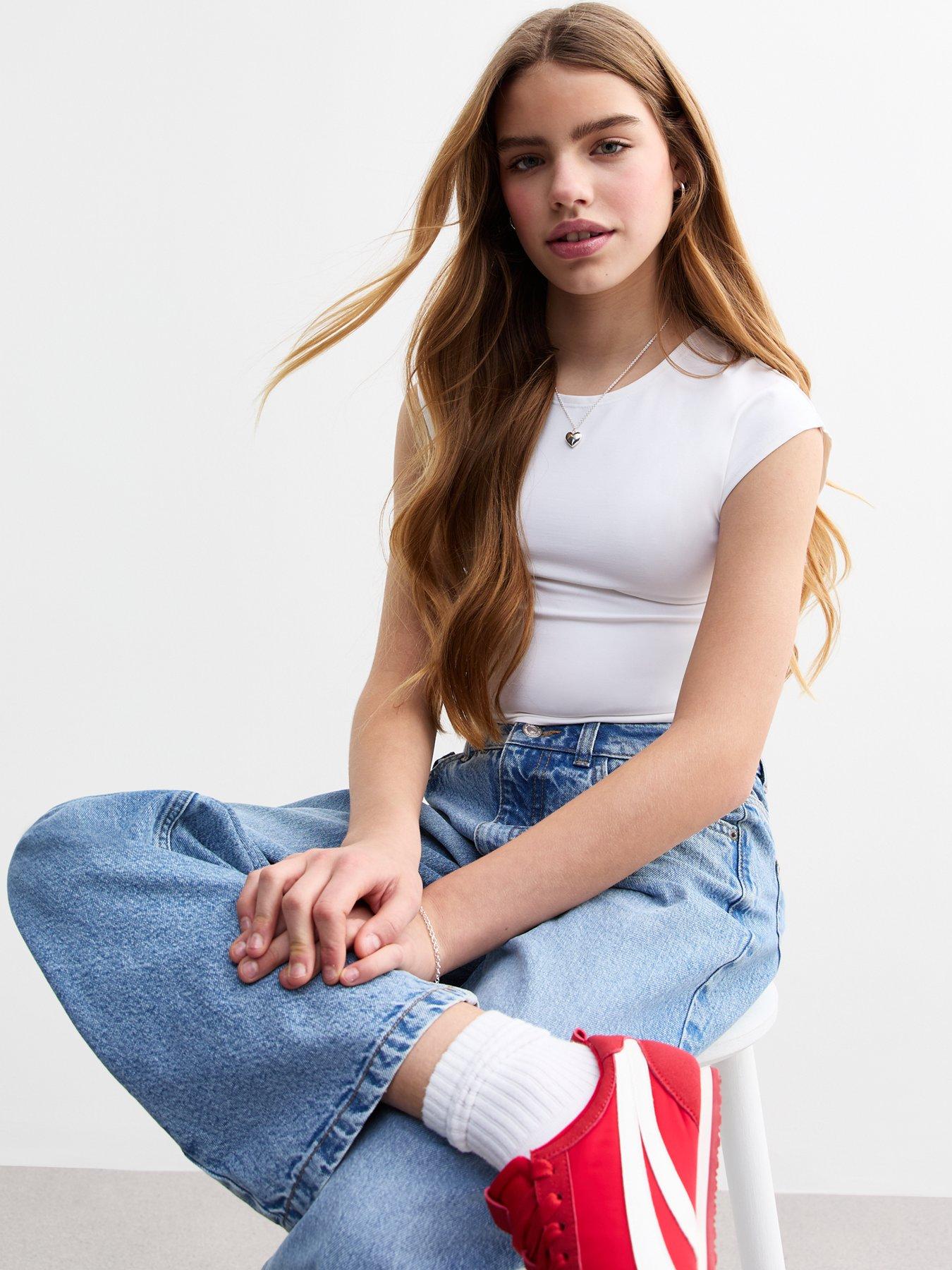 new-look-915-girls-grown-on-sleeve-cropped-top-white