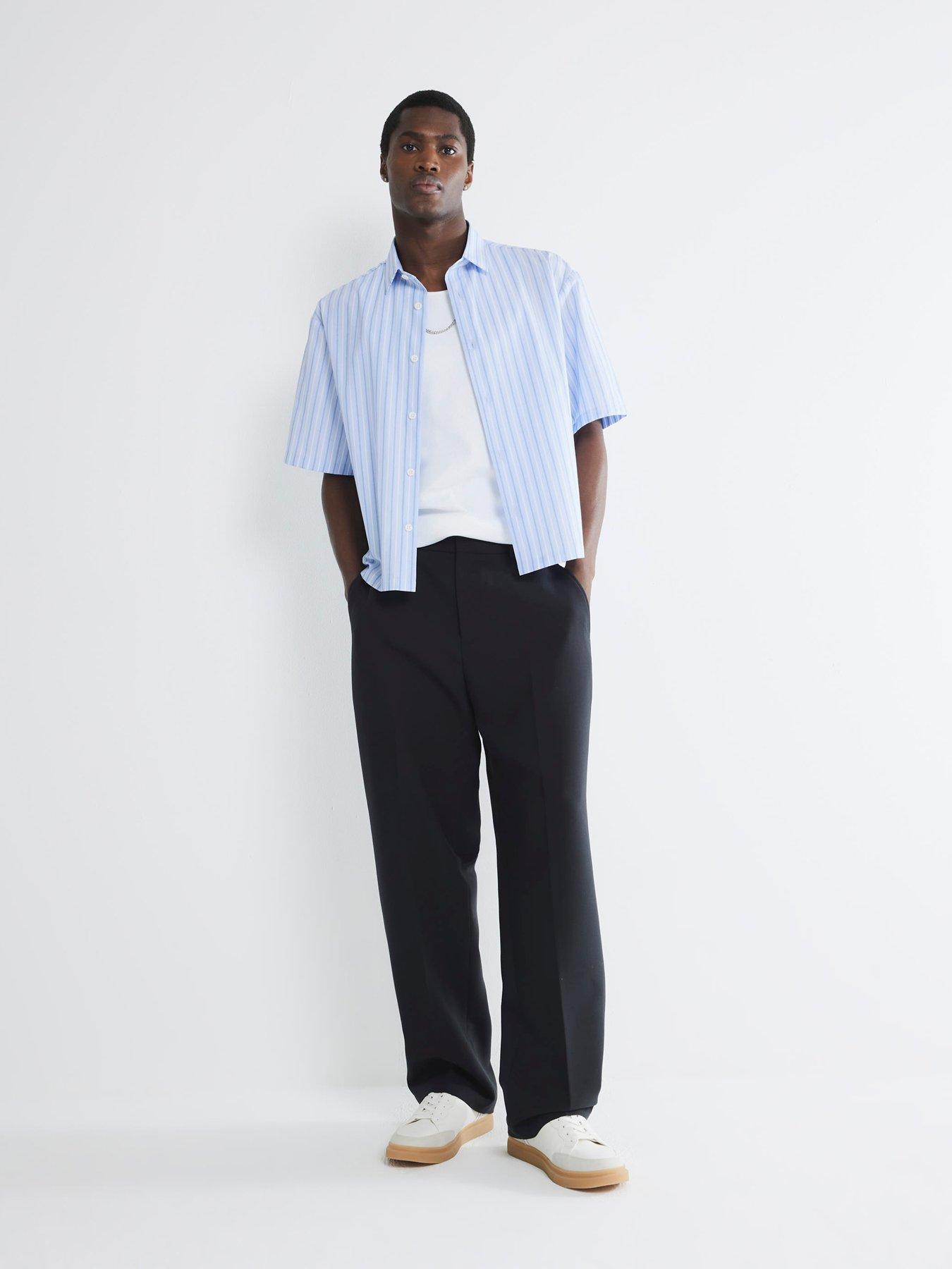 image of river-island-half-elasticated-waist-trousers-navy