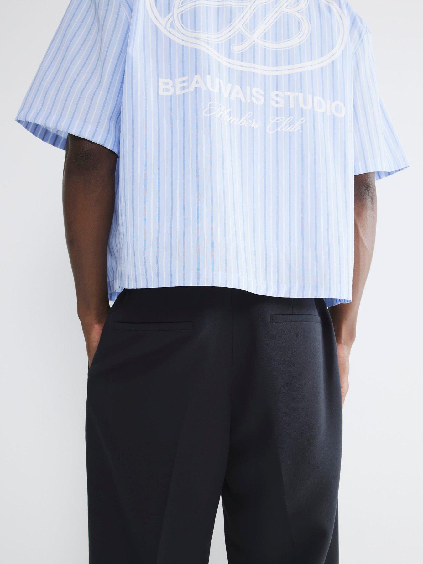  image of river-island-half-elasticated-waist-trousers-navy