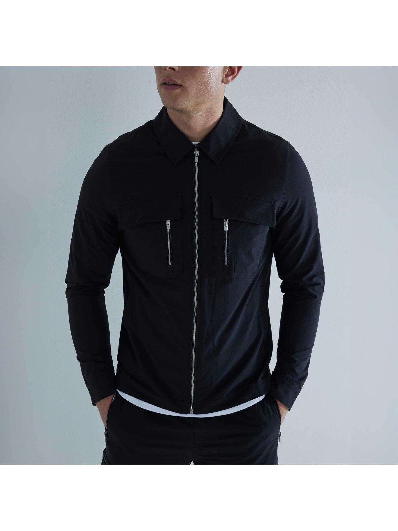 River Island Utility Tech Pocket Shacket - Black | Littlewoods