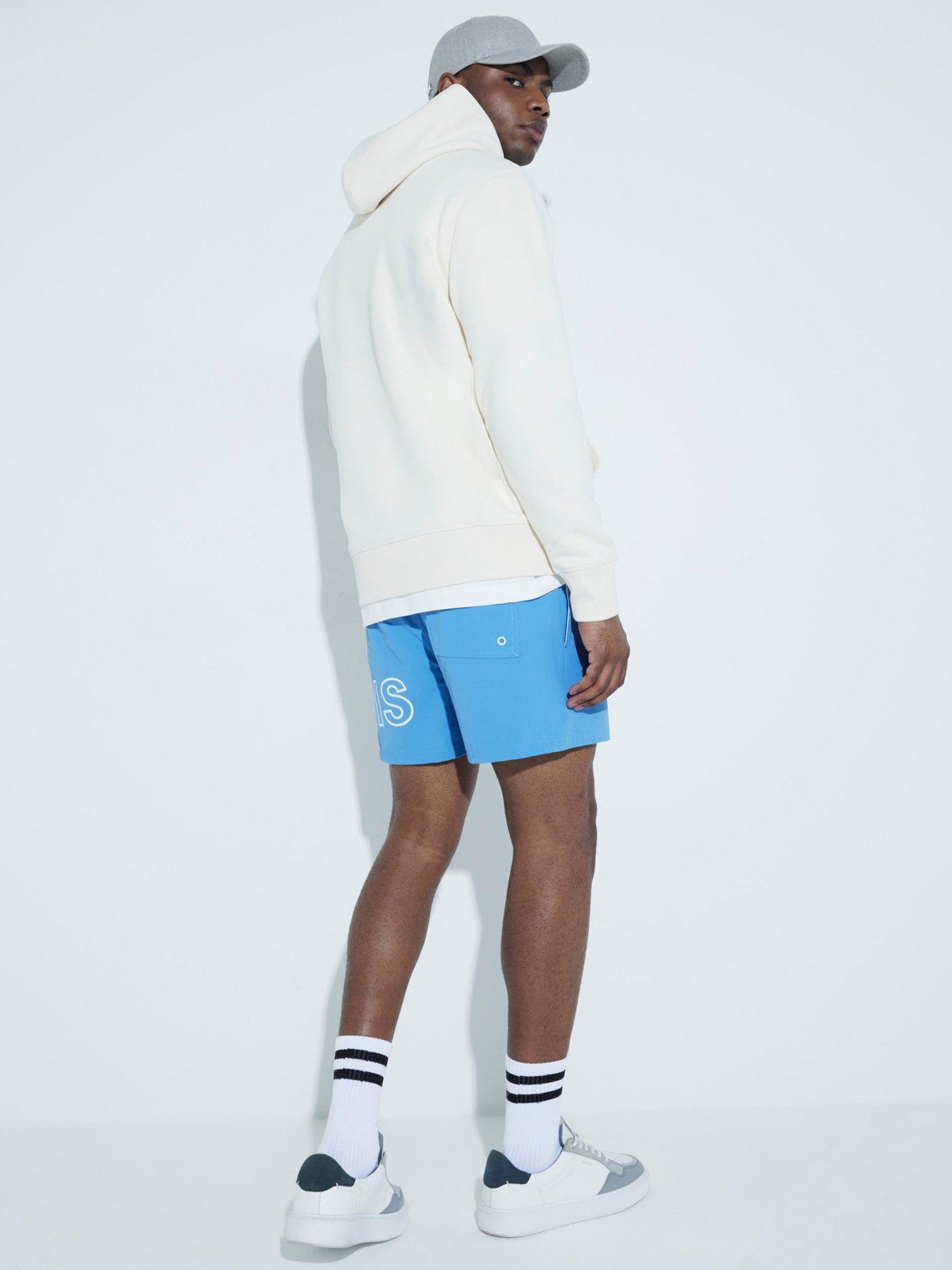  image of river-island-luminis-graphic-swim-shorts-blue