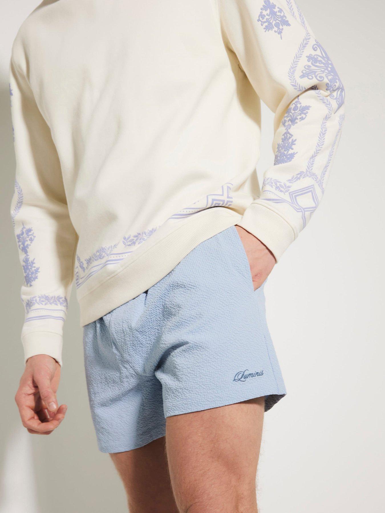  image of river-island-seersucker-swim-shorts-light-blue