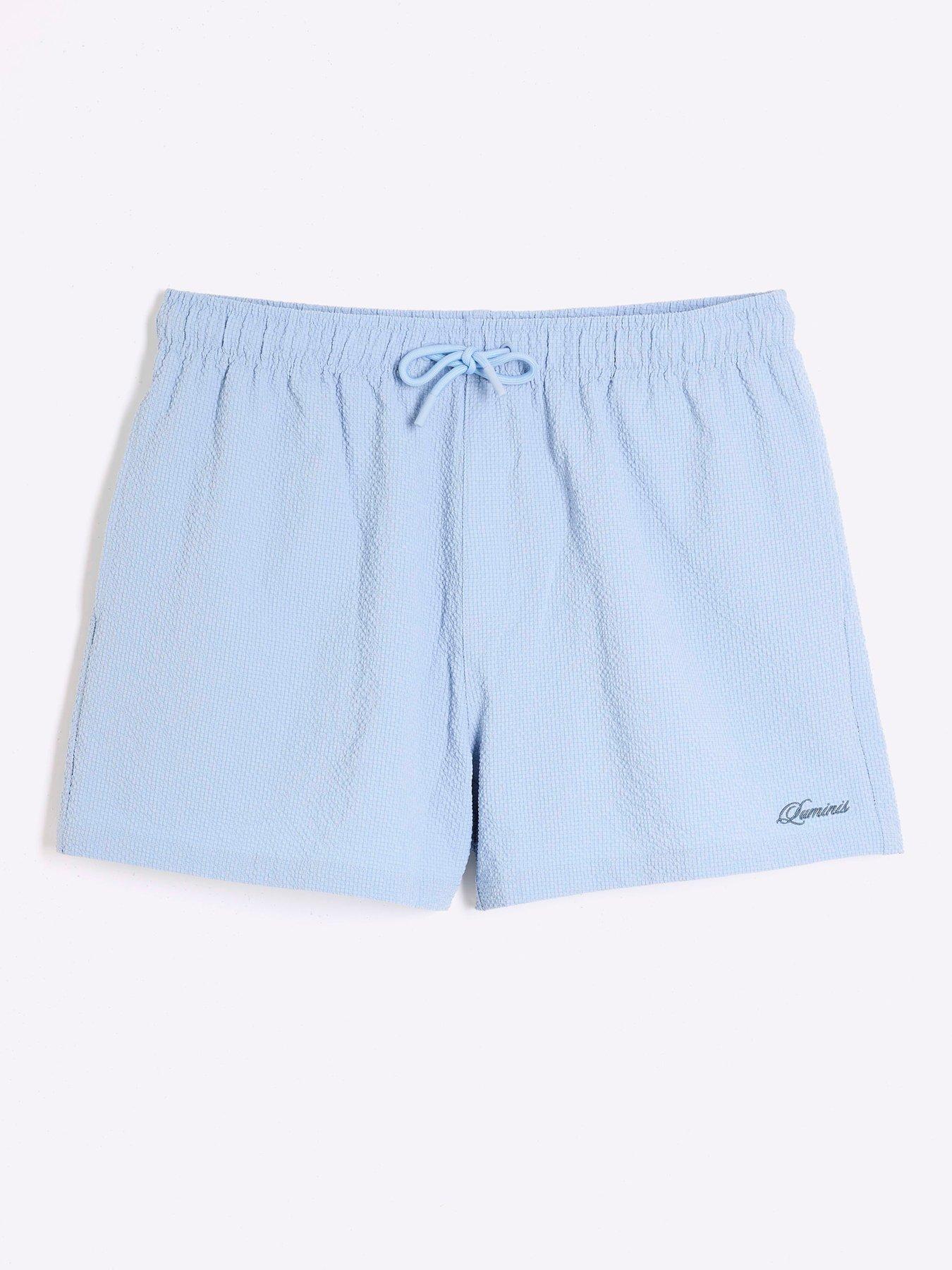  image of river-island-seersucker-swim-shorts-light-blue