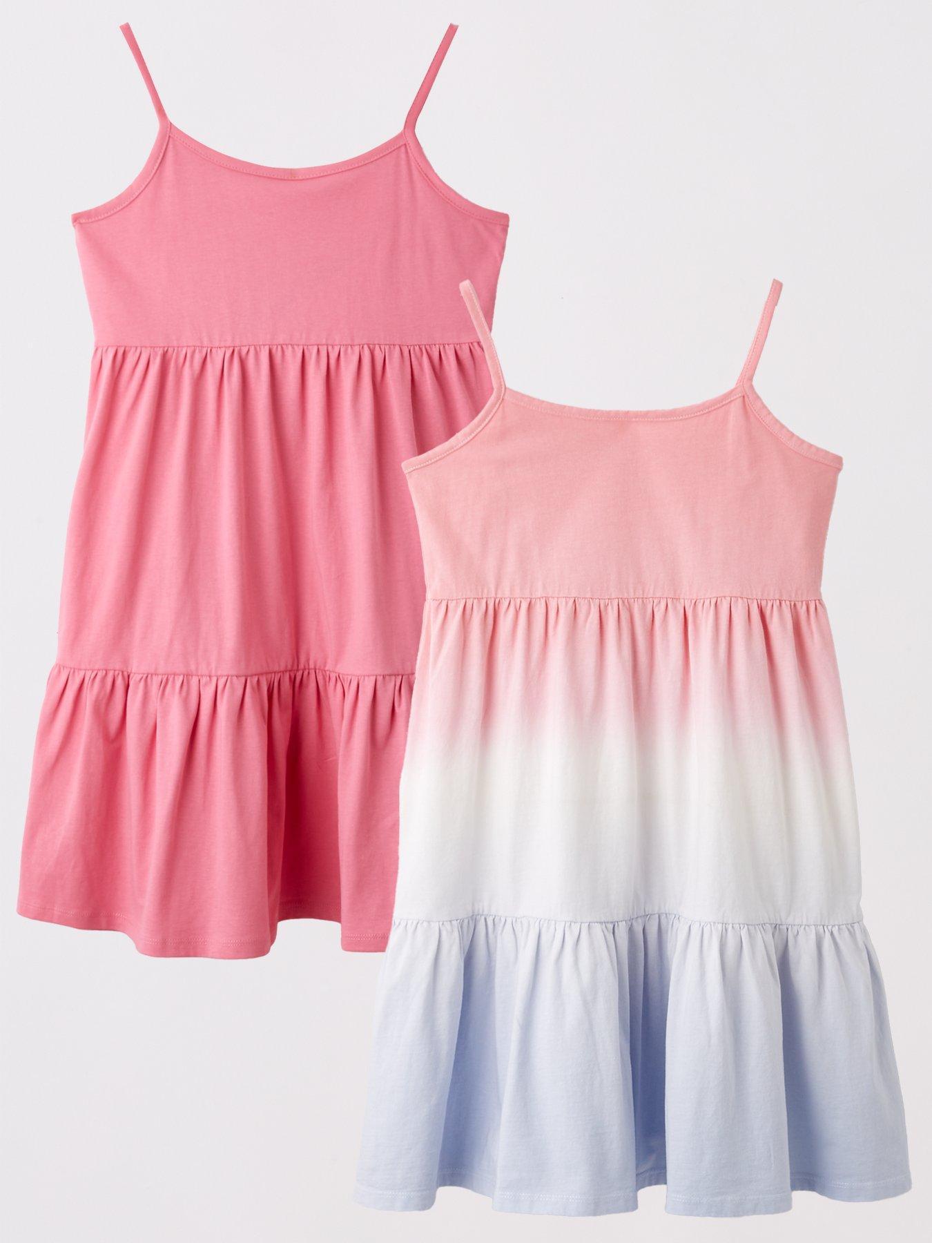 V by Very Girls 2 Pack Jersey Dresses - Pink