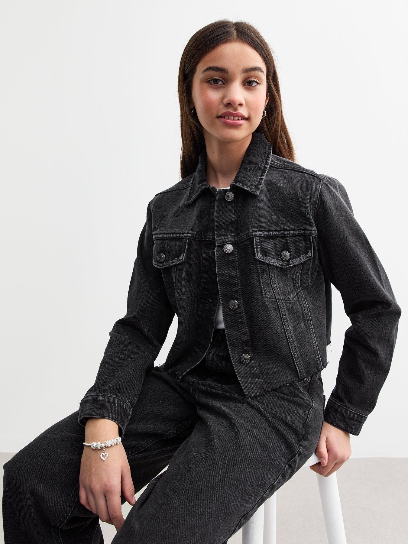 new-look-915-girls-black-cropped-distressed-denim-jacket