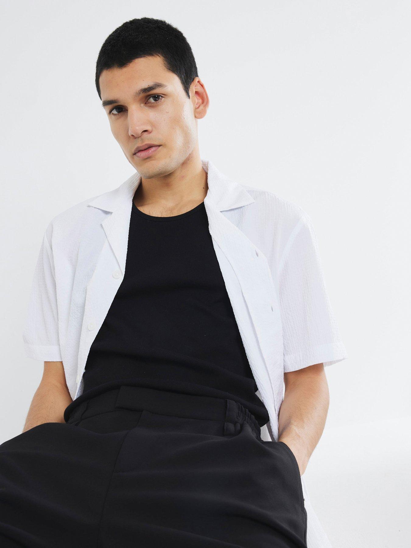 River Island Seersucker Pocket Short Sleeve Shirt - White