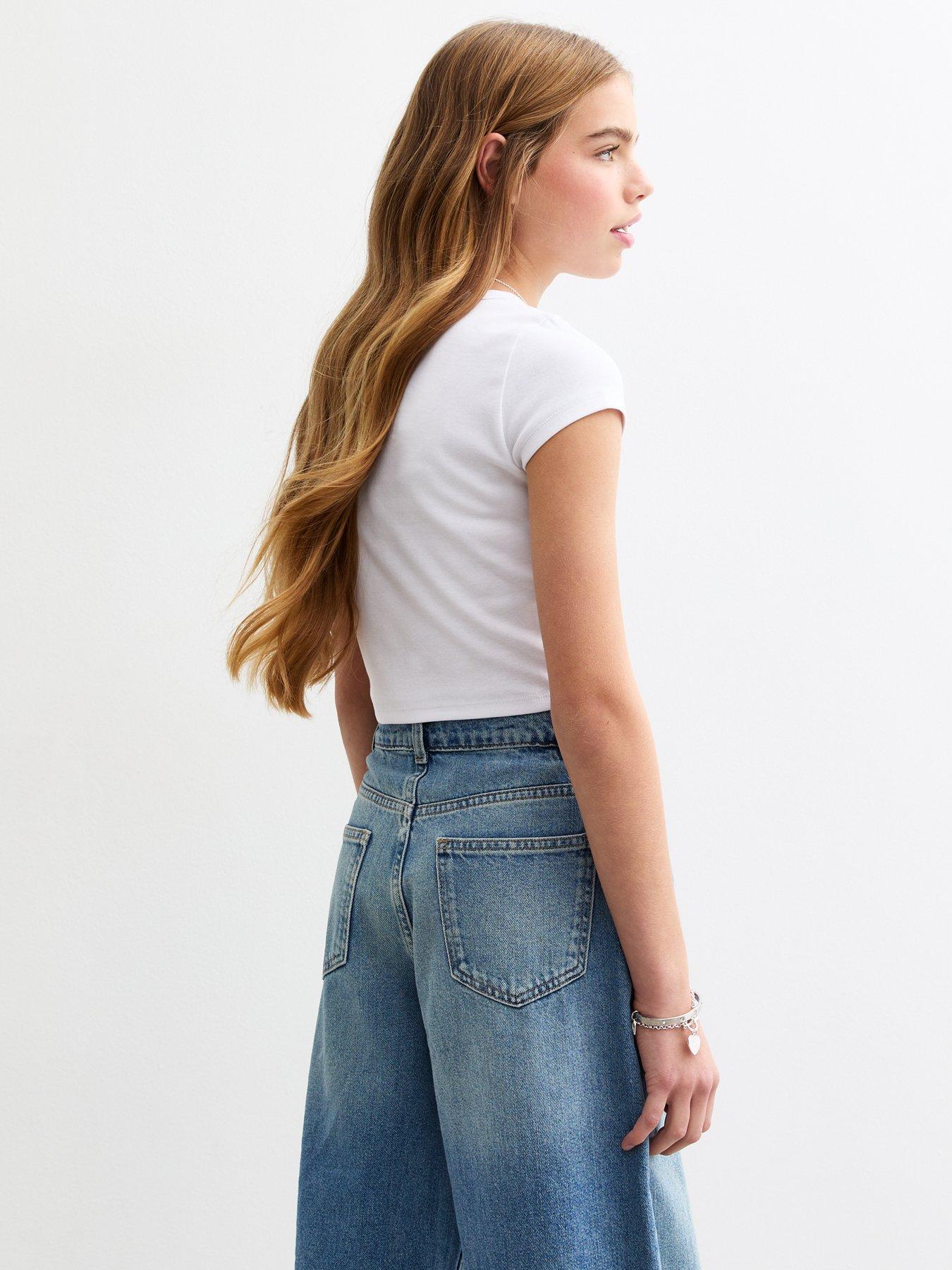 Image 2 of 5 of New Look 915 Girls Cap Sleeve Baby T-Shirt Top - White