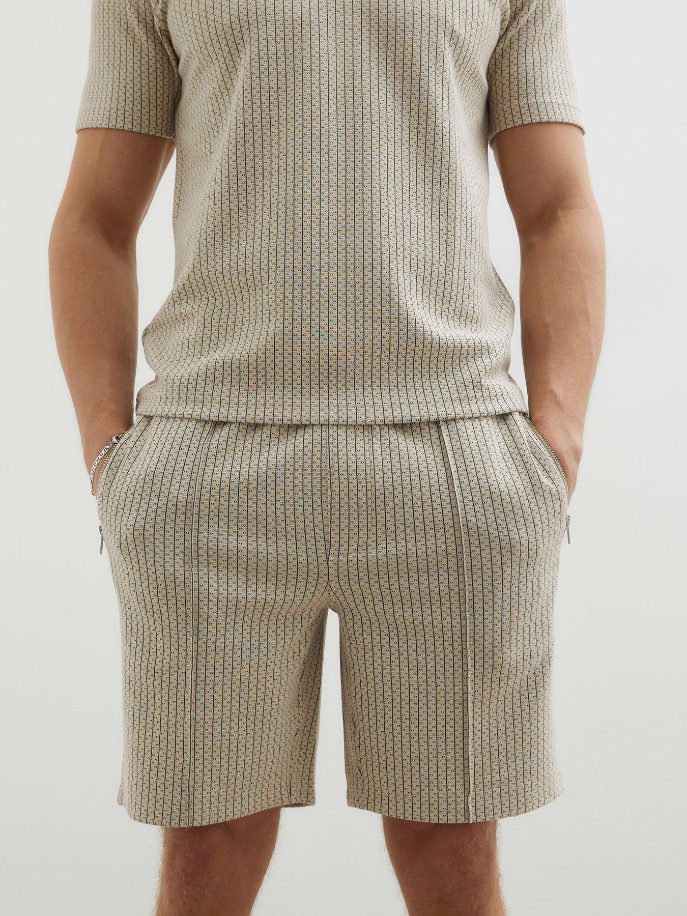  image of river-island-slim-fit-jacquard-jersey-shorts-stone-light
