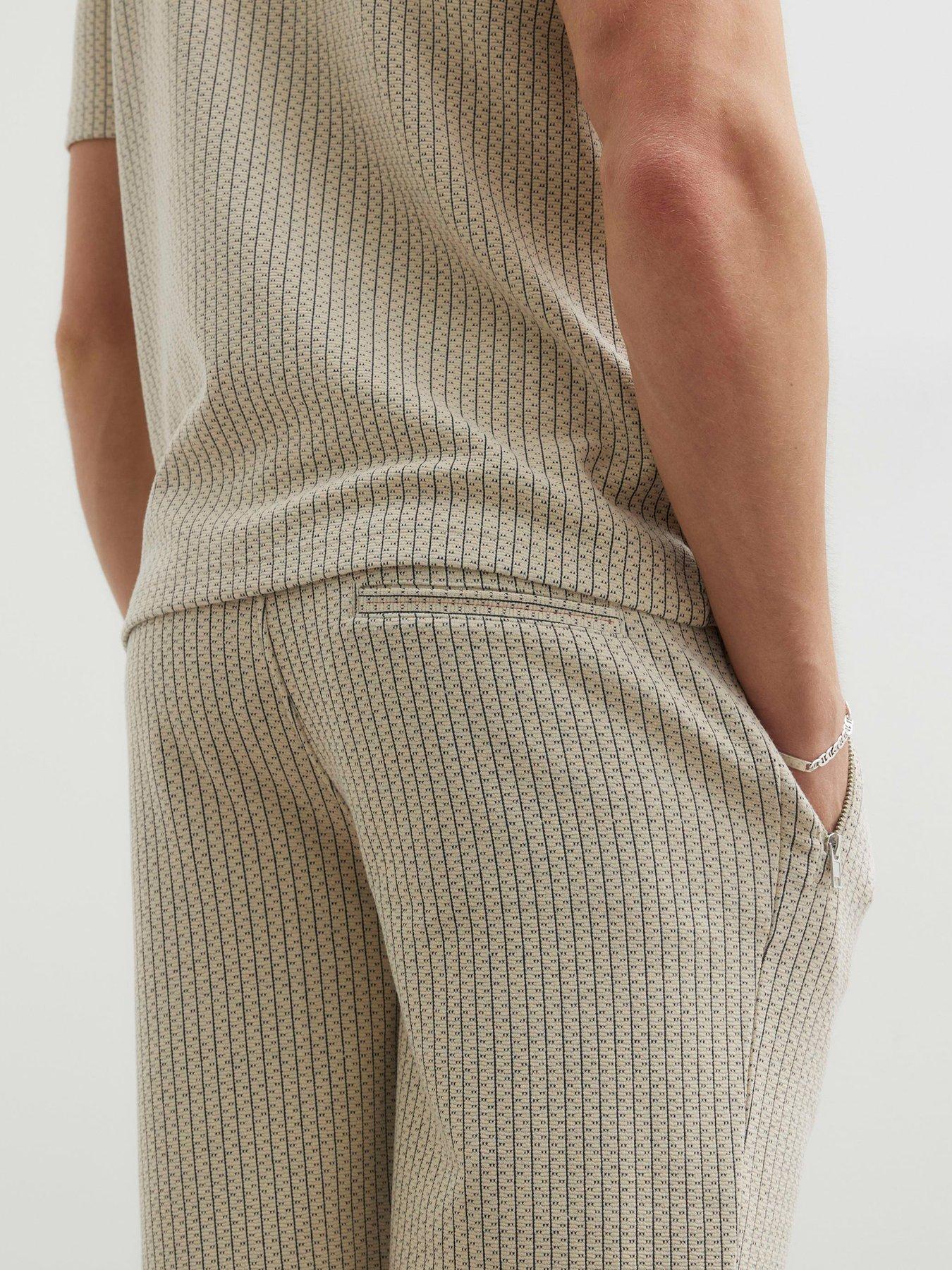  image of river-island-slim-fit-jacquard-jersey-shorts-stone-light