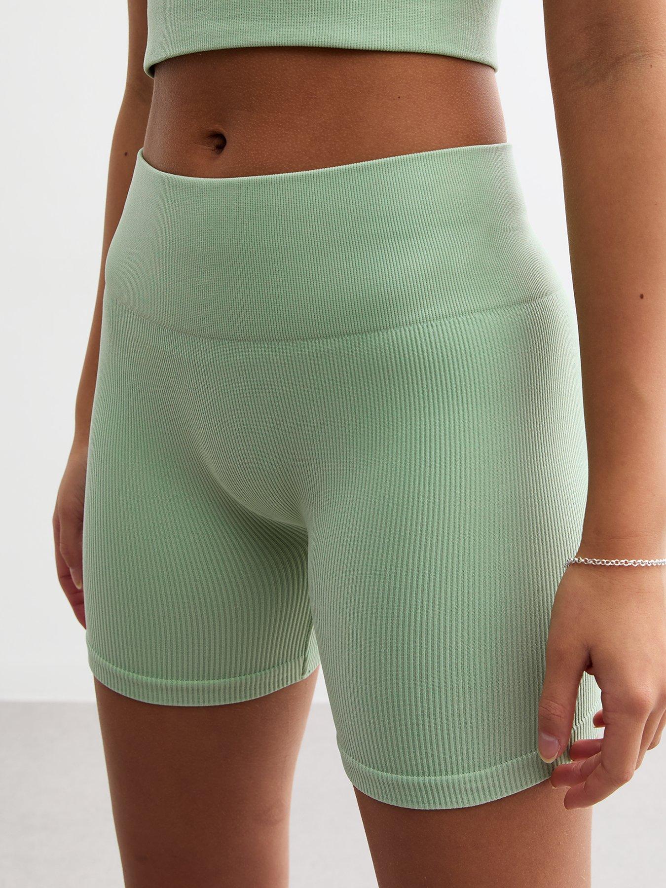 new-look-915-girls-ribbed-cycling-shorts-light-green