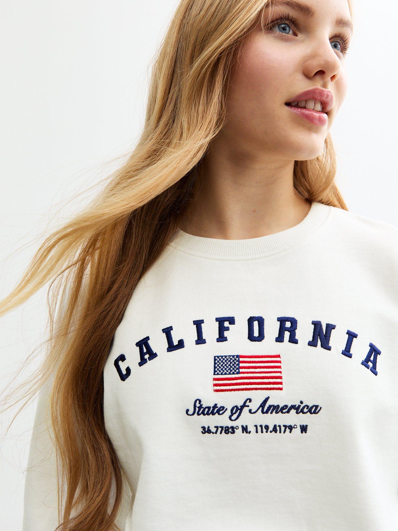 image of new-look-915-girls-california-cropped-sweatshirt-cream