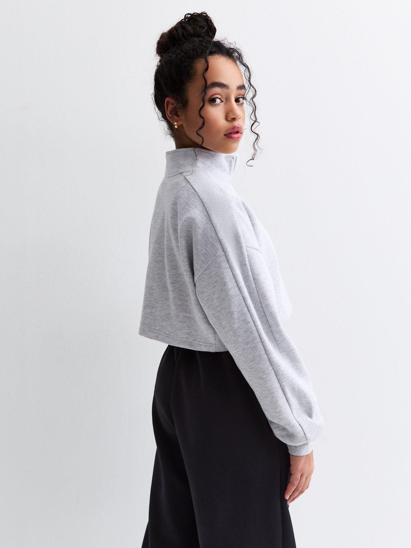  image of new-look-915-girls-quarter-zip-sweatshirt-grey