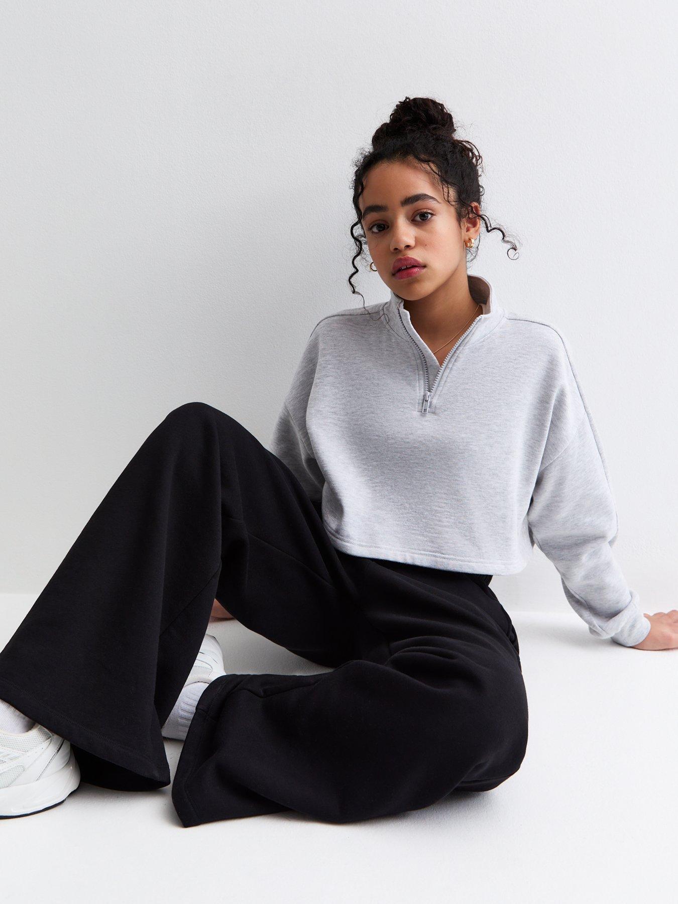  image of new-look-915-girls-quarter-zip-sweatshirt-grey