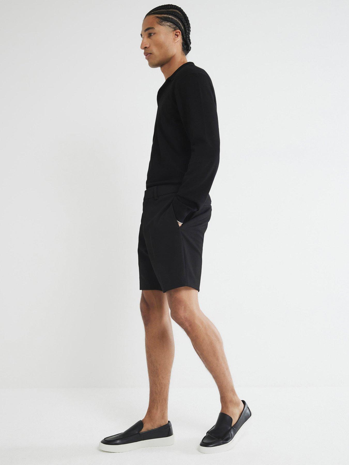 stillFront image of river-island-smart-waffle-shorts-black
