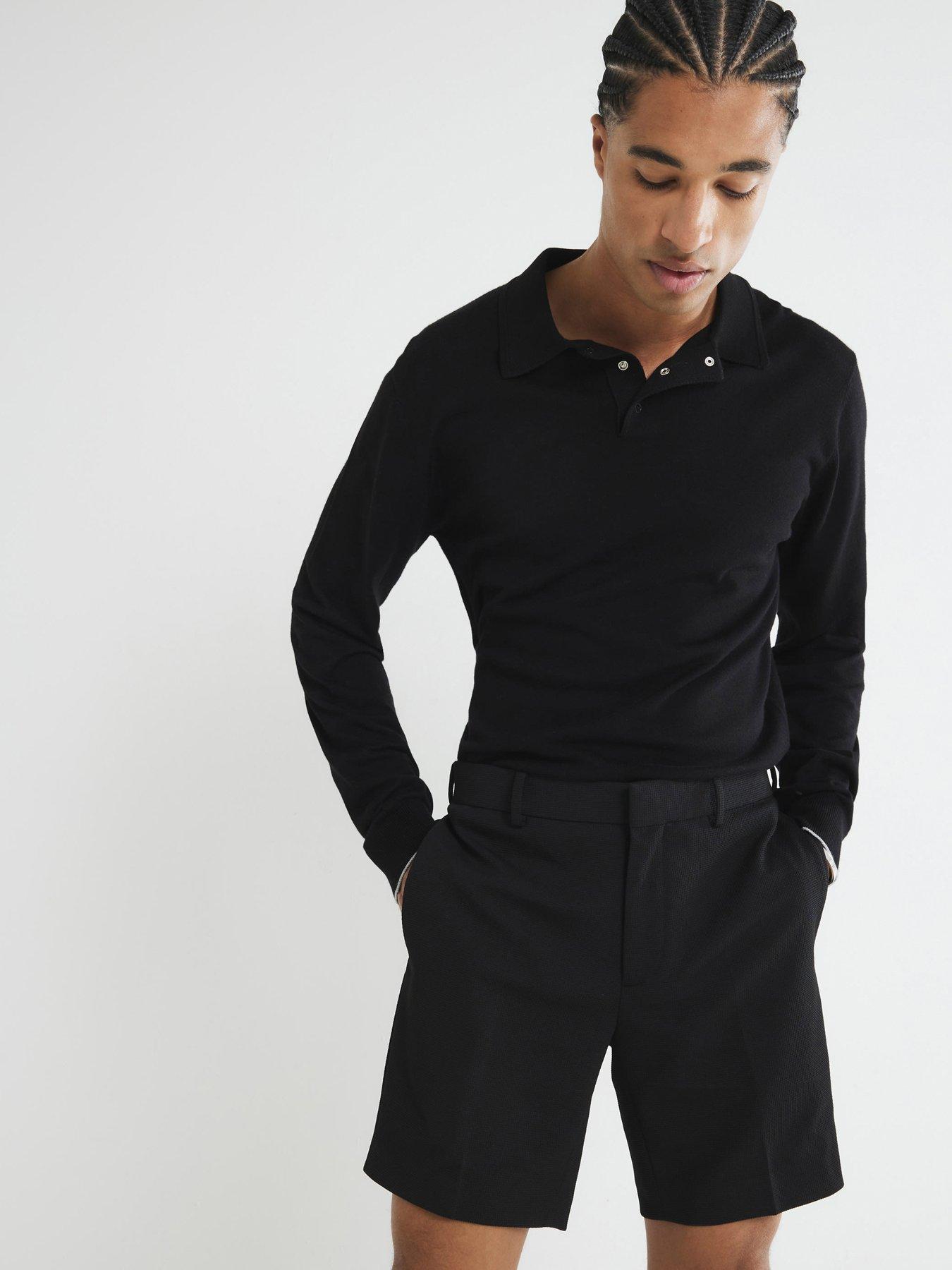  image of river-island-smart-waffle-shorts-black