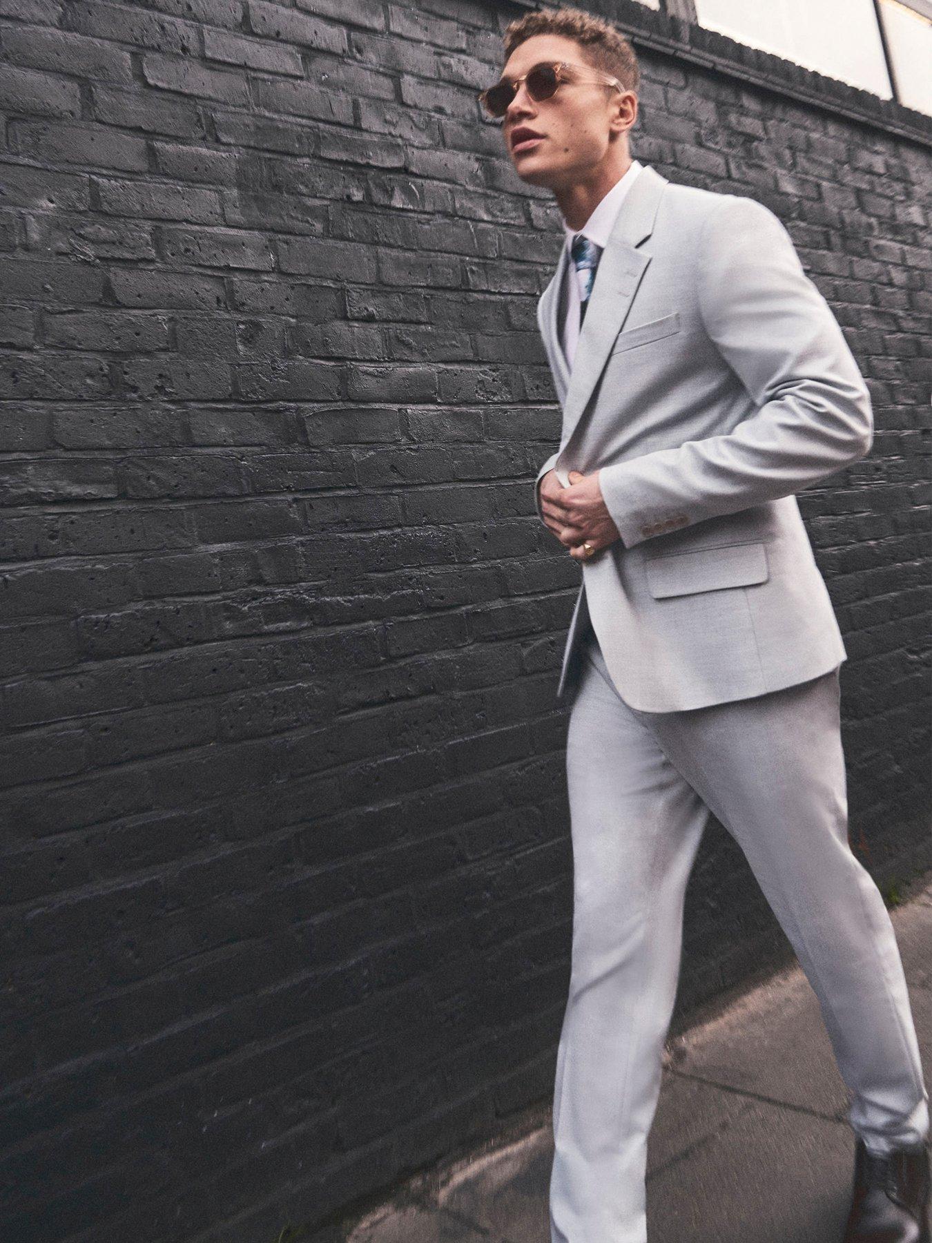 River Island Sharkskin Suit Trousers - Green