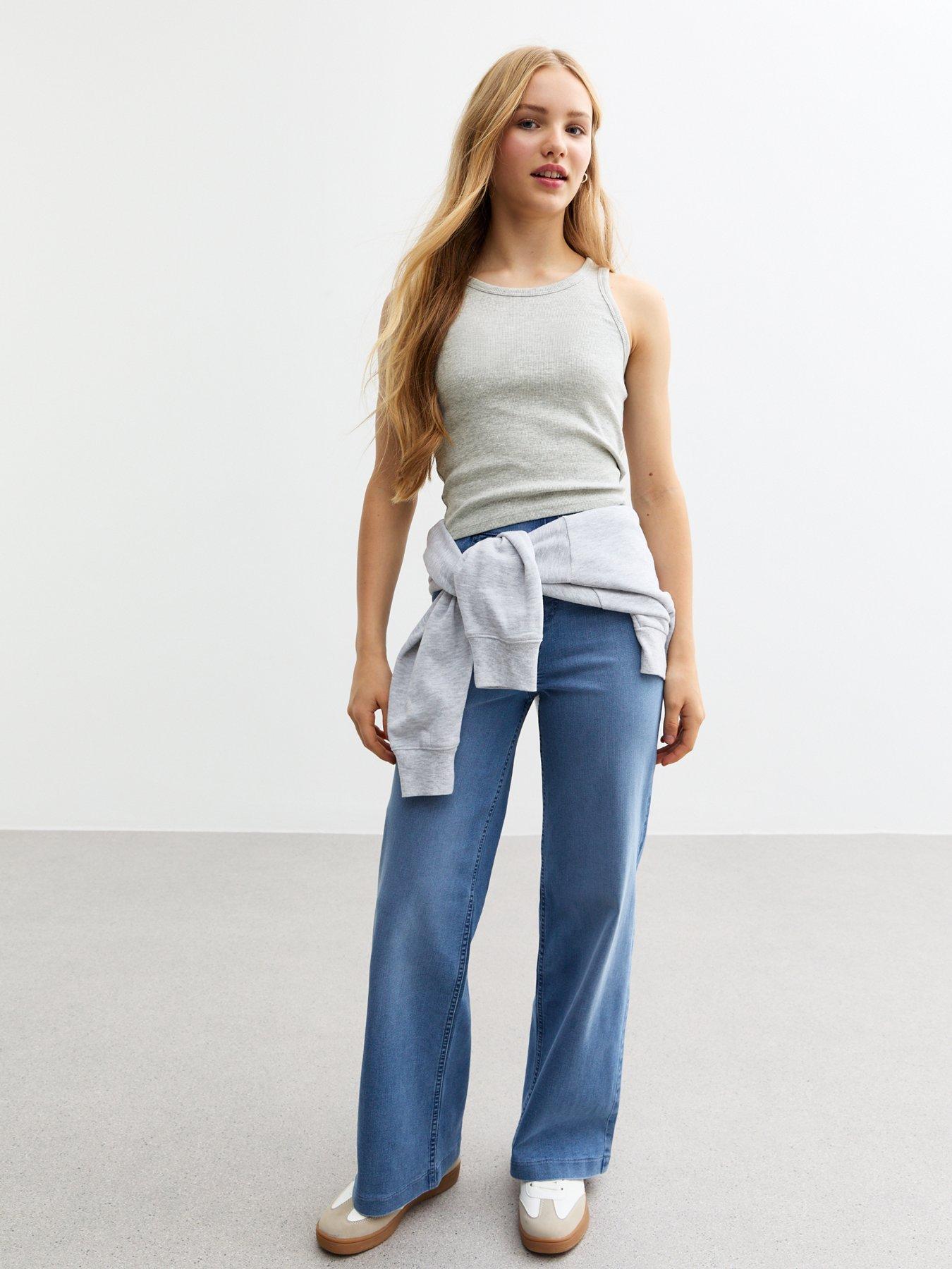  image of new-look-915-girls-ribbed-jersey-racerback-vest-grey
