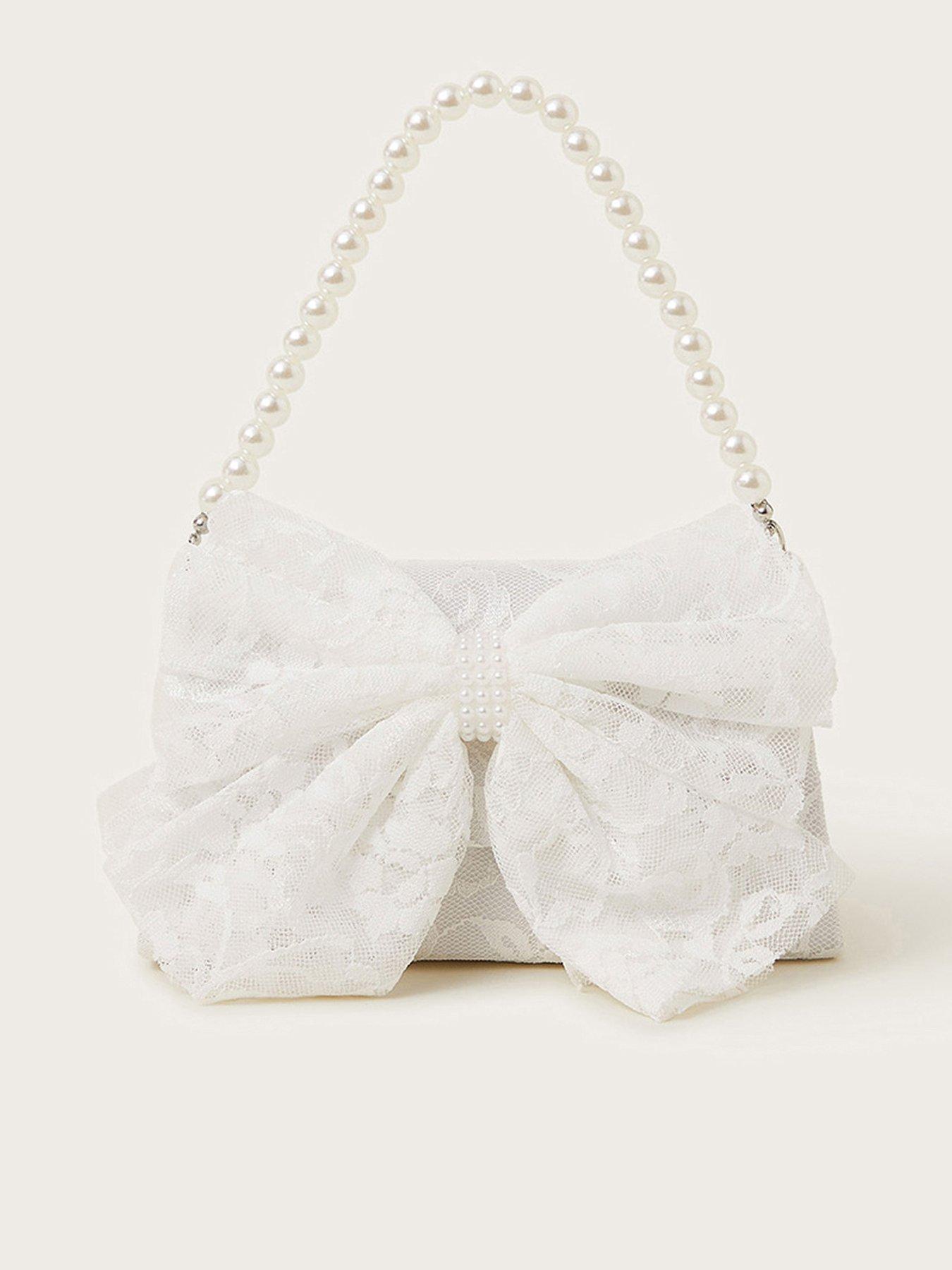 Monsoon Girls Lacy Bow Bridesmaid Bag - Ivory