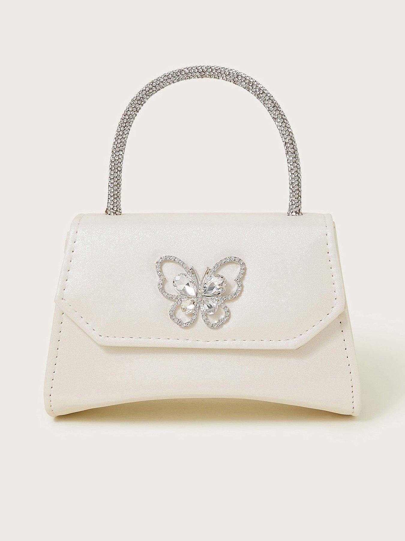 undefined Girls Jewel Butterfly Bridesmaid Bag - Ivory
