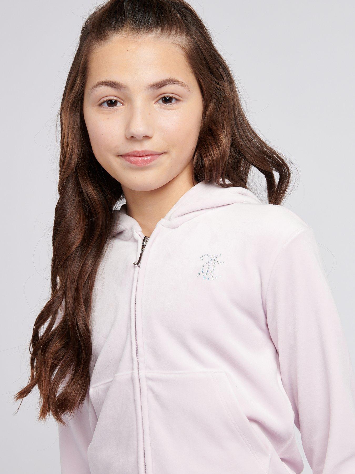  image of juicy-couture-girls-diamante-velour-zip-through-hoodie-light-pink