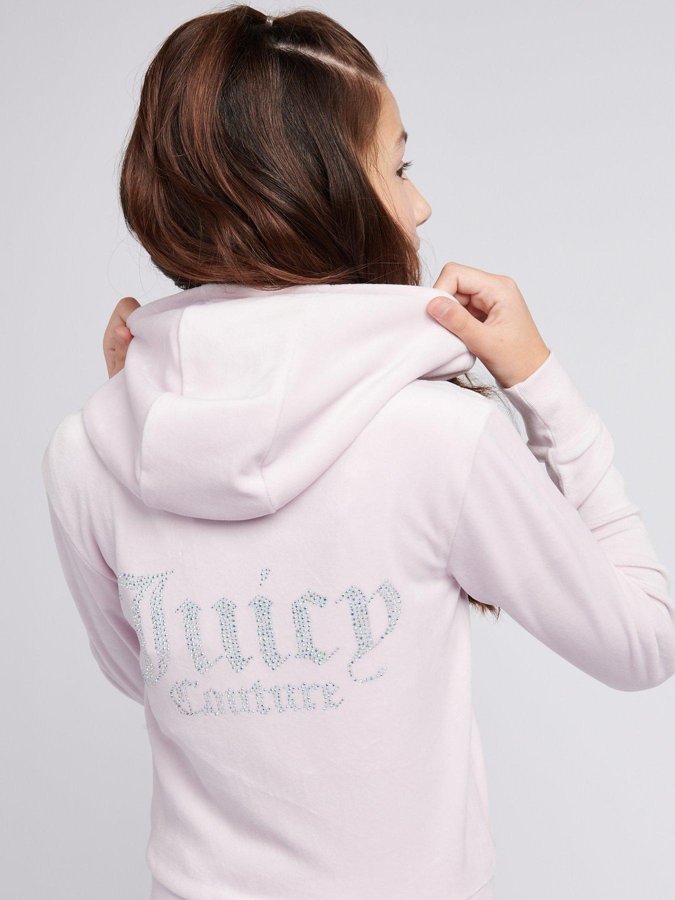  image of juicy-couture-girls-diamante-velour-zip-through-hoodie-light-pink