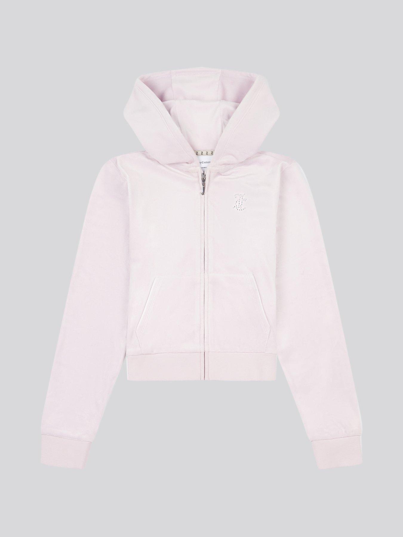  image of juicy-couture-girls-diamante-velour-zip-through-hoodie-light-pink