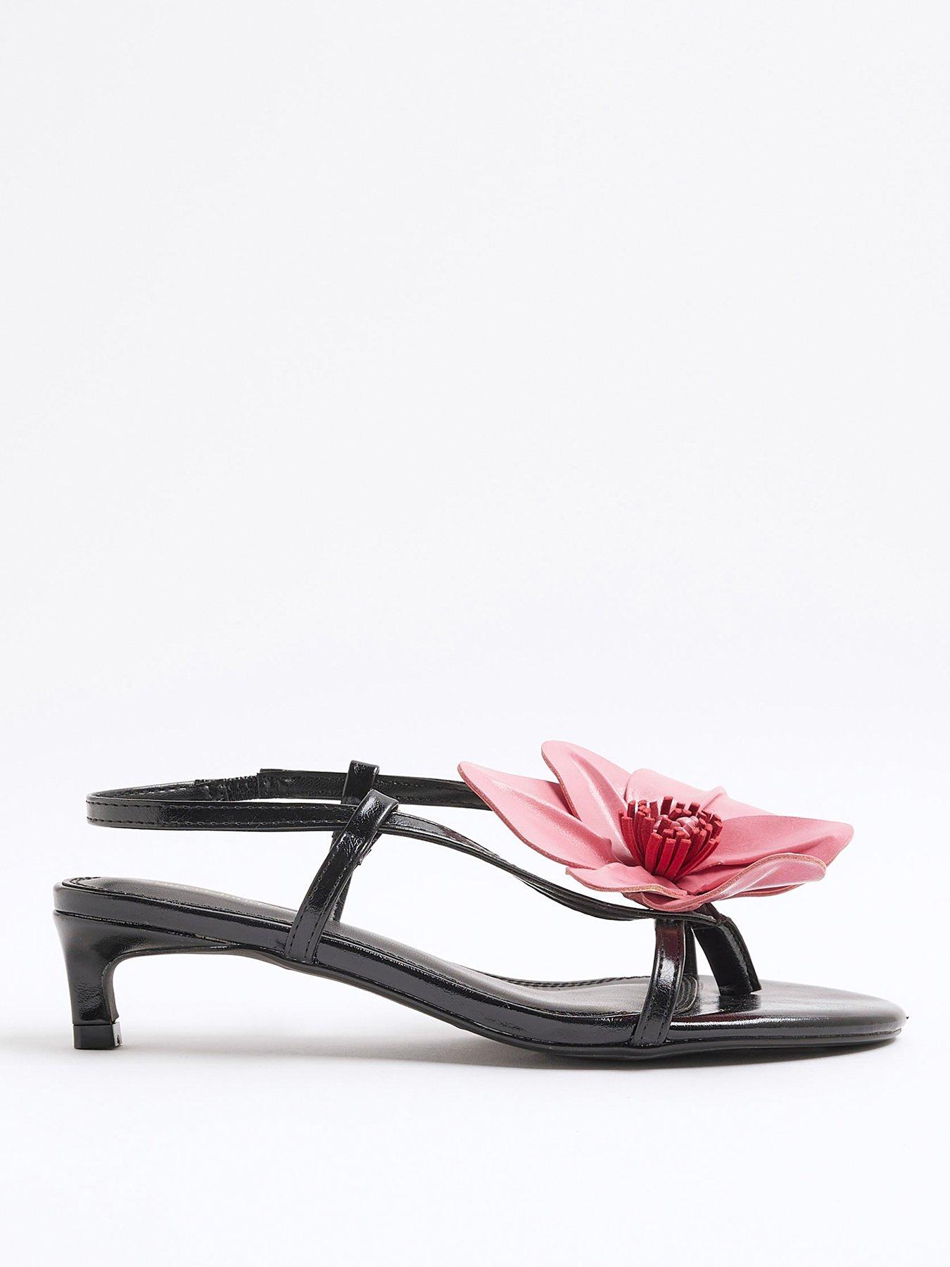  image of river-island-flower-kitten-heel-sandal-black