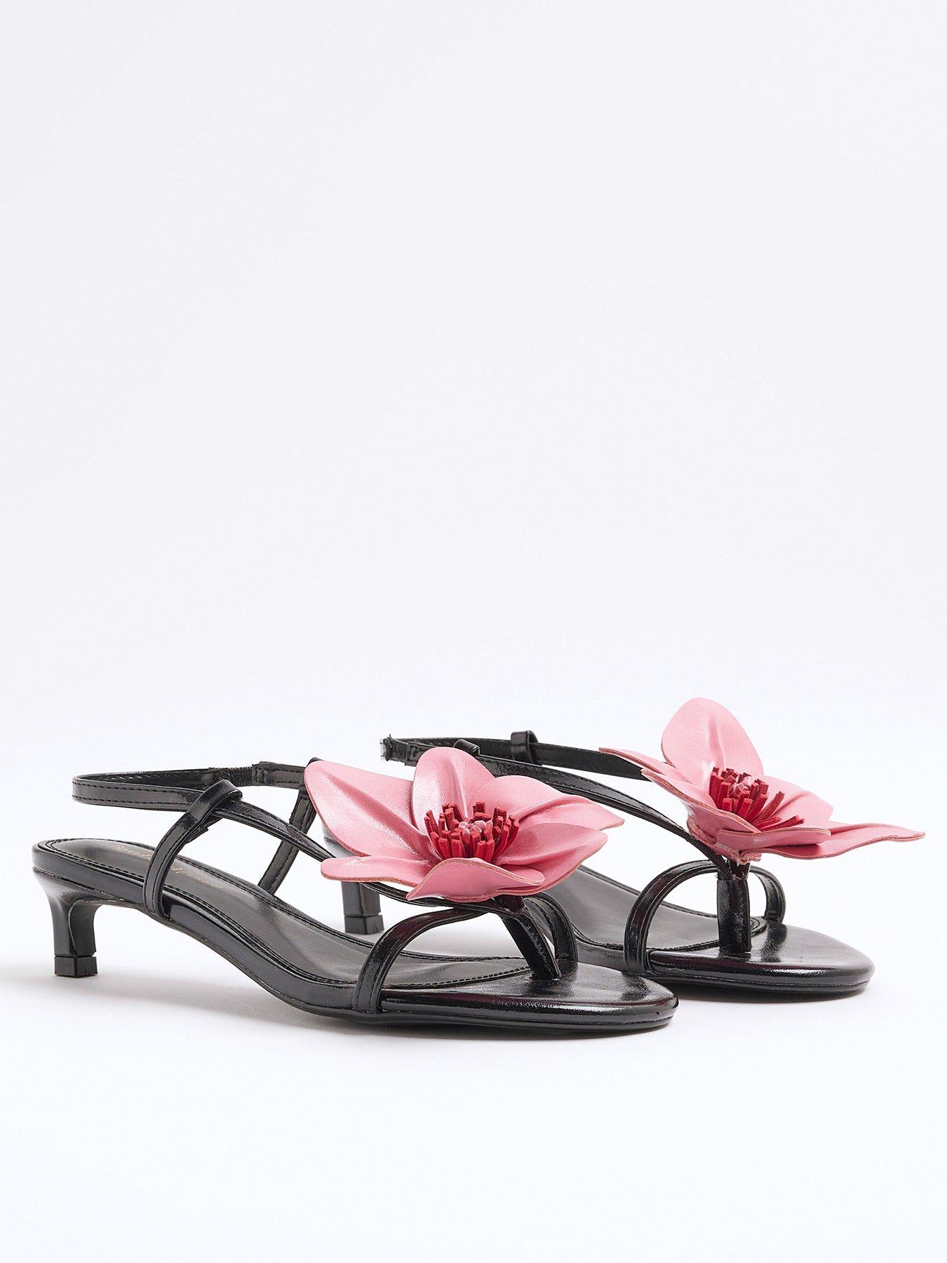  image of river-island-flower-kitten-heel-sandal-black