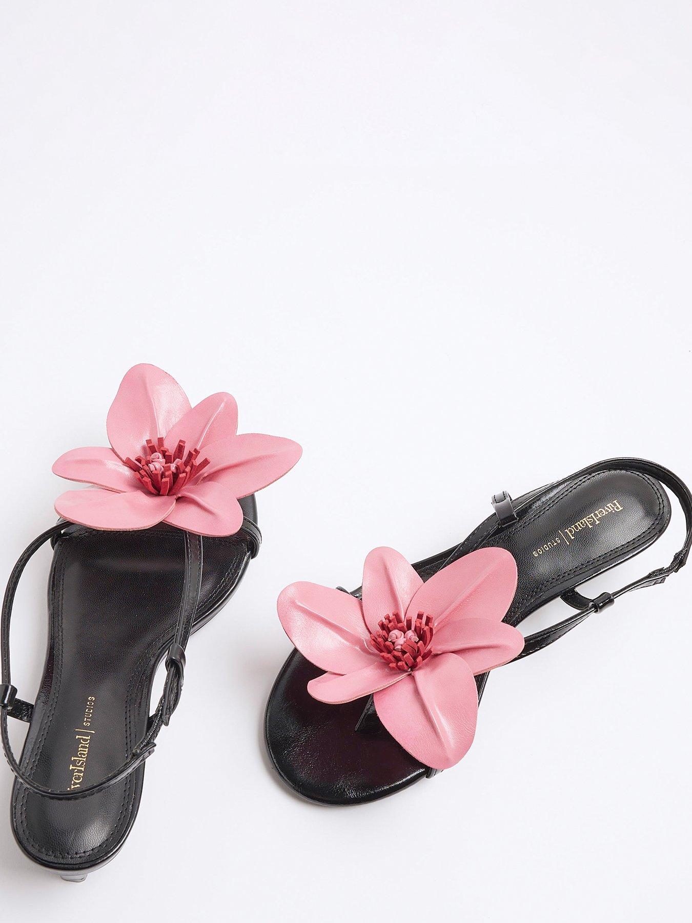  image of river-island-flower-kitten-heel-sandal-black