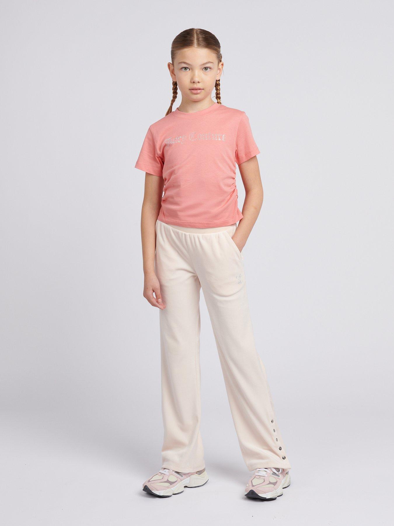  image of juicy-couture-girls-diamante-baby-short-sleeve-t-shirt-light-orange